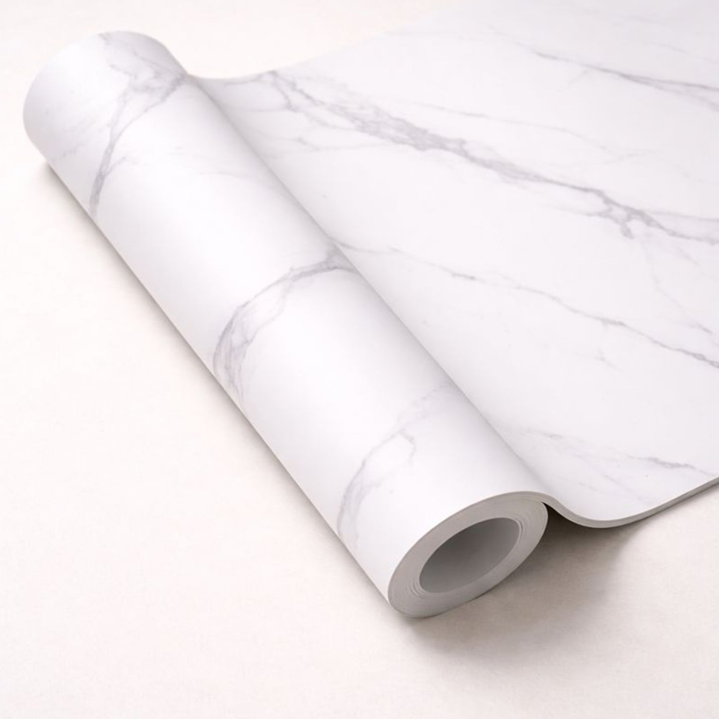 Peel & Stick Marble Wallpaper Roll - Self-Adhesive Glossy Waterproof Foam Decorative Wall Finishing - White, Grey Veins
