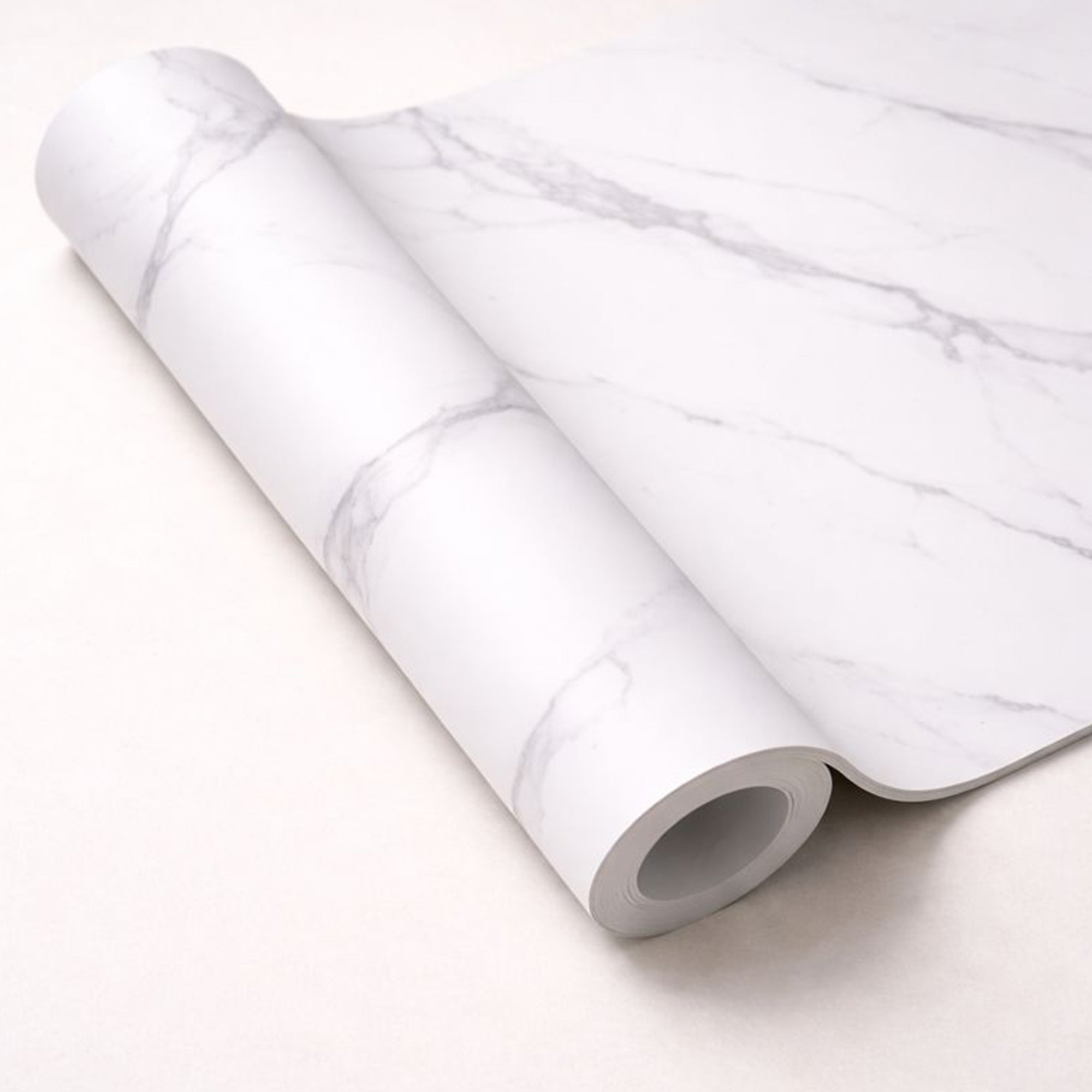 Peel & Stick Marble Wallpaper Roll - Self-Adhesive Glossy Waterproof Foam Decorative Wall Finishing - White, Grey Veins