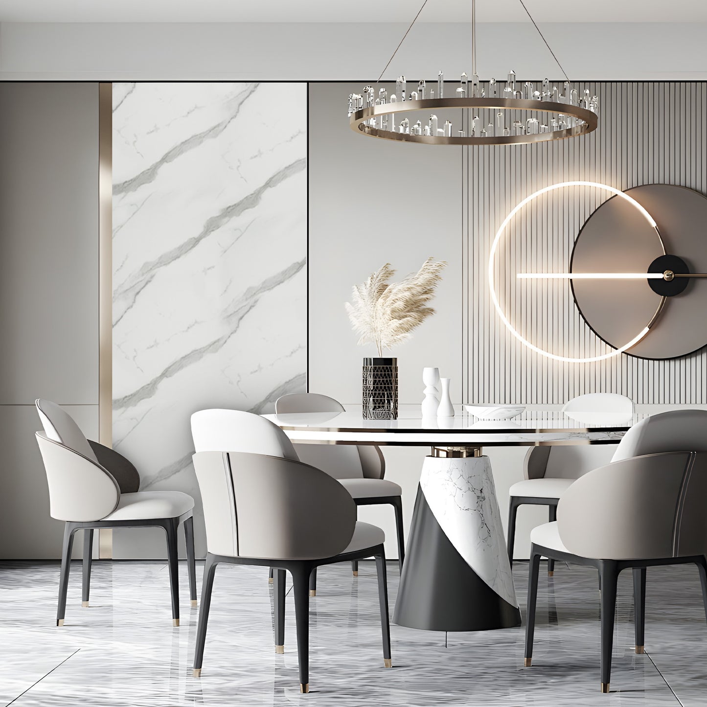 Peel & Stick Marble Wallpaper Roll - Self-Adhesive Glossy Waterproof Foam Decorative Wall Finishing - White, Grey Veins