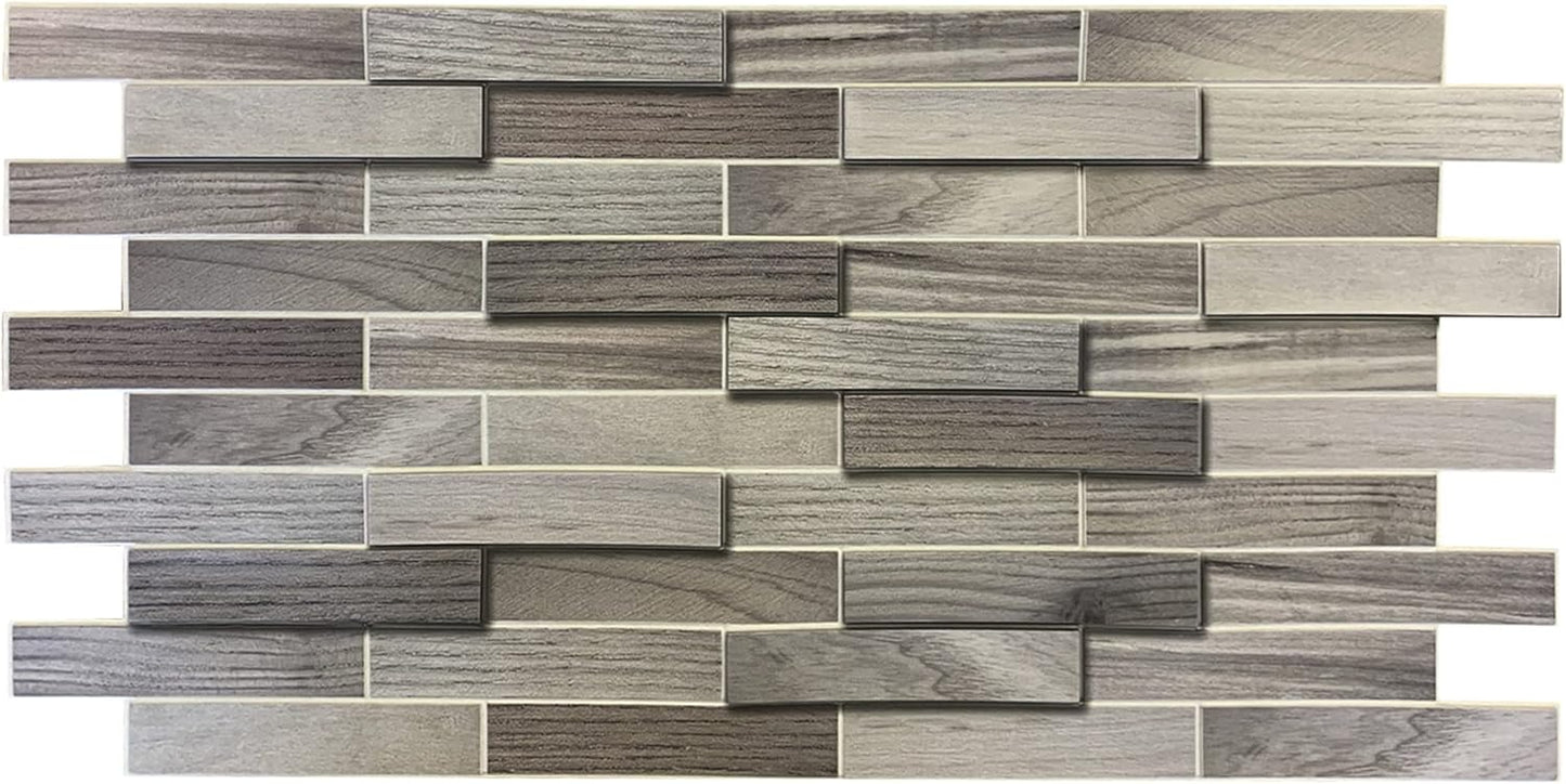 Cream Faux Tile PVC 3D Wall Panel, 3.2 ft X 1.6 ft (98cm X 48cm), Interior Design Wall Paneling Decor, 5.1 sq. ft. (0.47 sq. m) each
