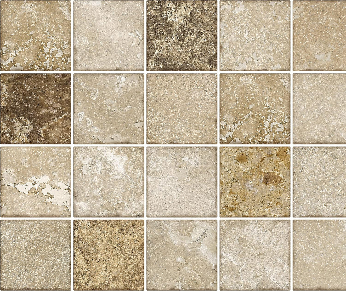 Cream Brown Faux Tile PVC 3D Wall Panel, 3 ft X 2 ft (90cm X 60cm), Interior Design Wall Paneling Decor, 5.8 sq. ft. (0.54 sq. m) each - Single