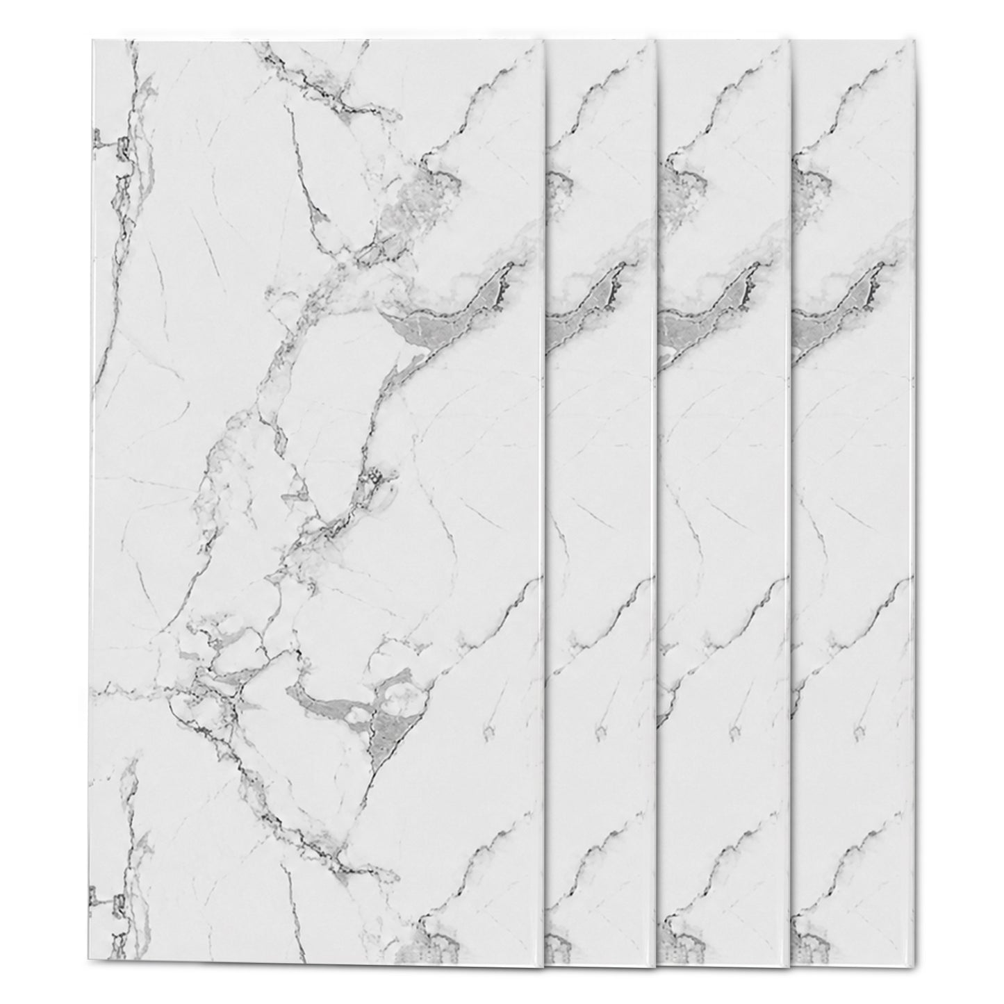 Faux Marble Wall Panels - 2 ft X 4 ft - Glossy, Waterproof Indoor Wall Cladding - White, Grey, Black Veins