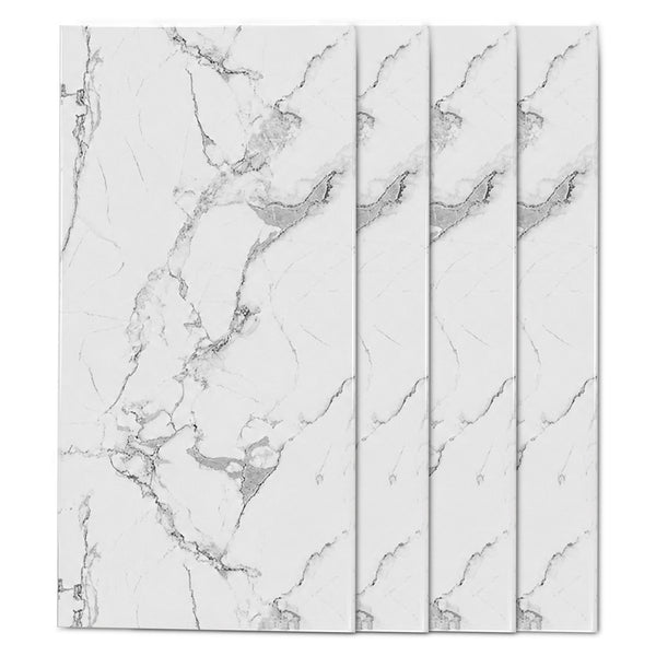 Faux Marble Wall Panels - 2 ft X 4 ft - Glossy, Waterproof Indoor Wall Cladding - White, Grey, Black Veins