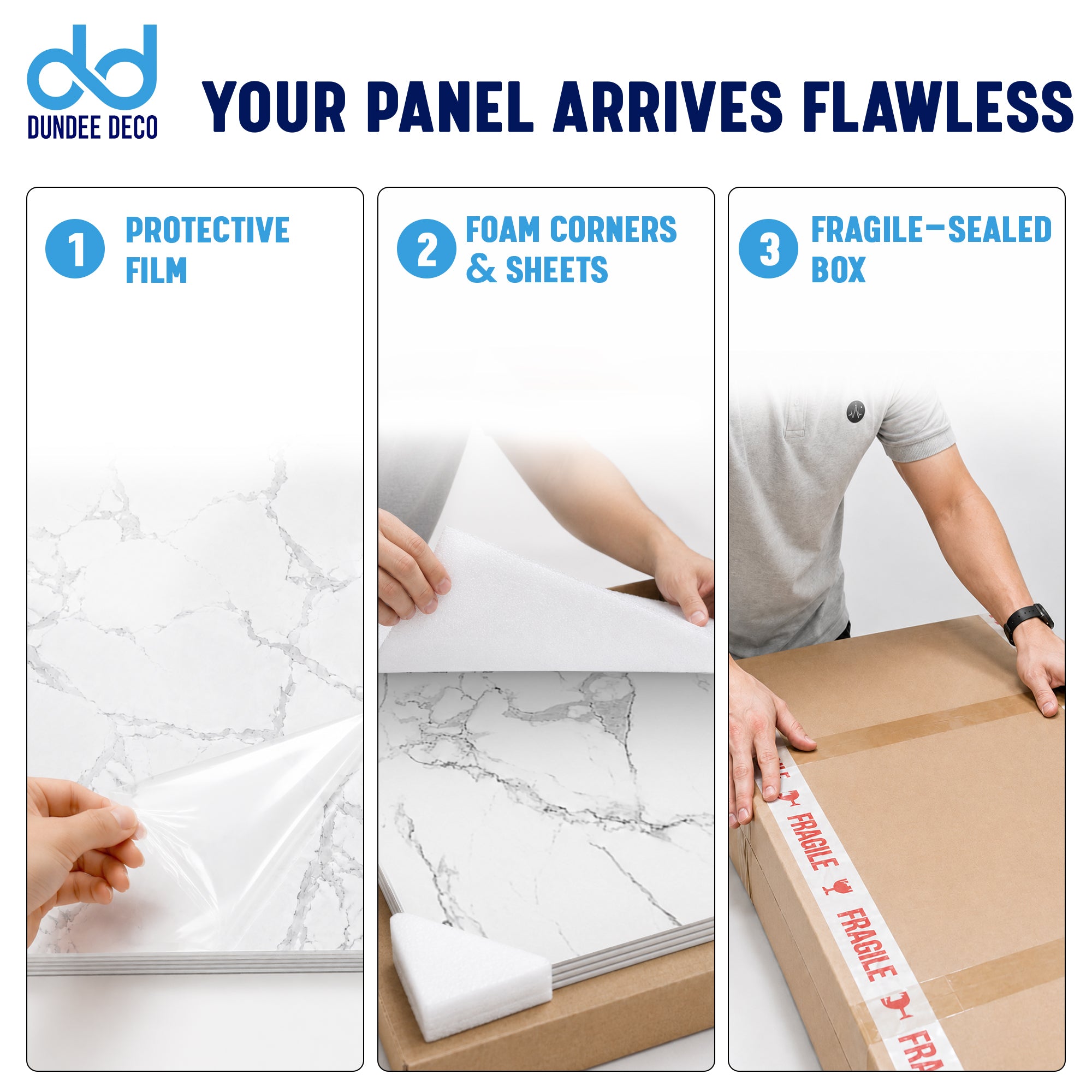 Faux Marble Wall Panels - 2 ft X 4 ft - Glossy, Waterproof Indoor Wall Cladding - White, Grey, Black Veins