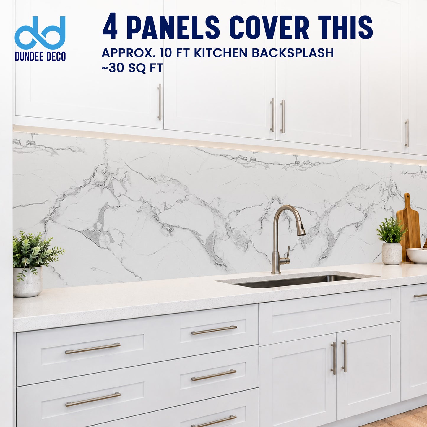 Faux Marble Wall Panels - 2 ft X 4 ft - Glossy, Waterproof Indoor Wall Cladding - White, Grey, Black Veins