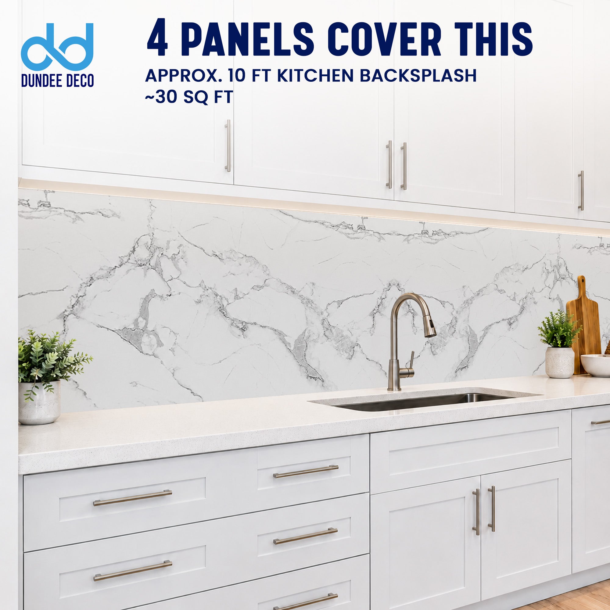 Faux Marble Wall Panels - 2 ft X 4 ft - Glossy, Waterproof Indoor Wall Cladding - White, Grey, Black Veins