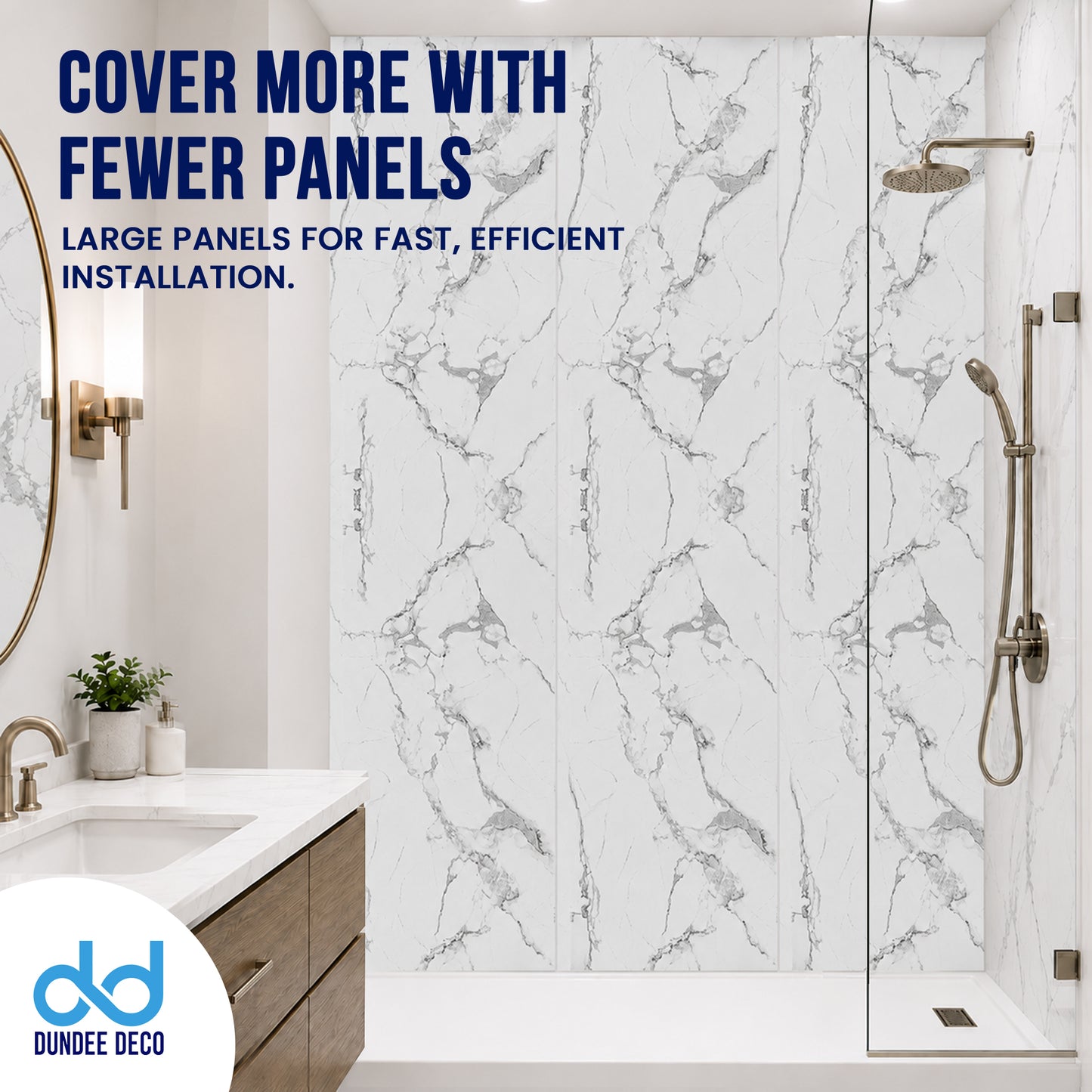 Faux Marble Wall Panels - 2 ft X 4 ft - Glossy, Waterproof Indoor Wall Cladding - White, Grey, Black Veins
