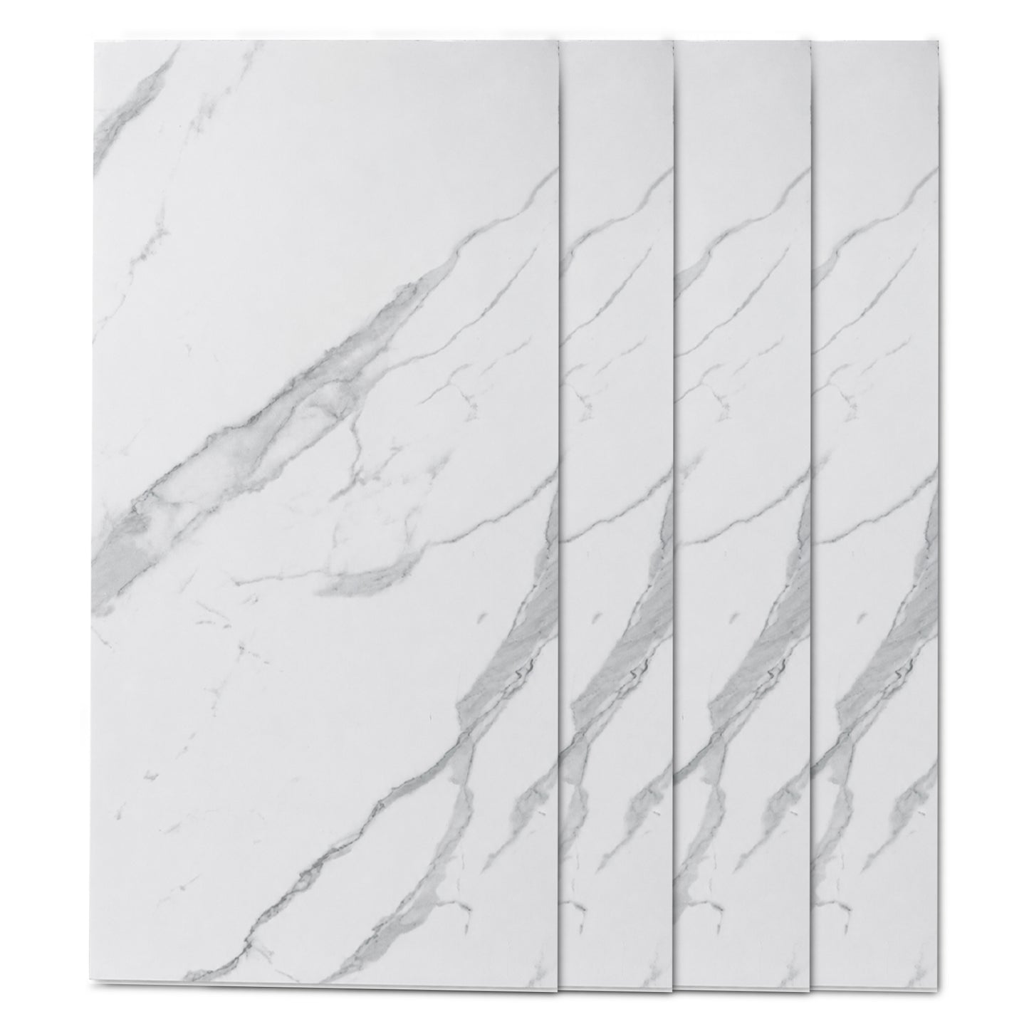 Faux Marble Wall Panels - 2 ft X 4 ft - Glossy, Waterproof Indoor Wall Cladding - Off-White, Grey Veins