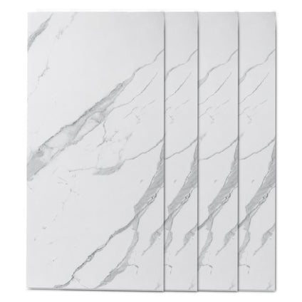 Faux Marble Wall Panels - 2 ft X 4 ft - Glossy, Waterproof Indoor Wall Cladding - Off-White, Grey Veins