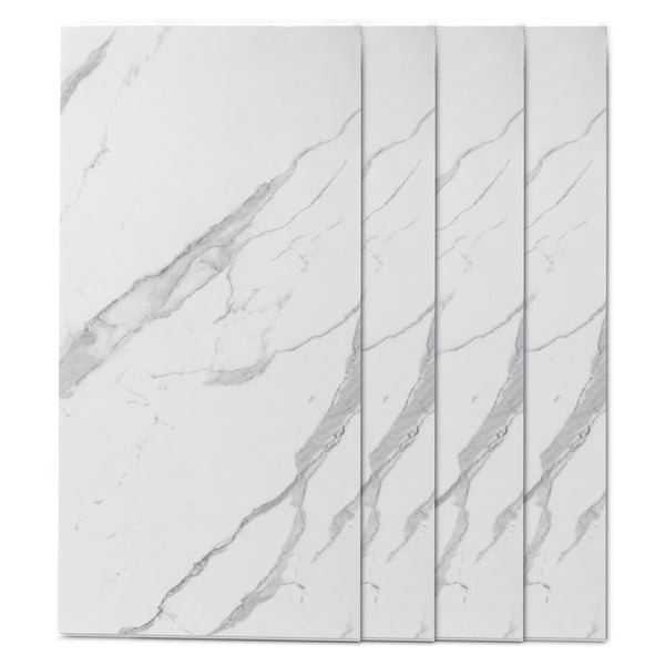 Faux Marble Wall Panels - 2 ft X 4 ft - Glossy, Waterproof Indoor Wall Cladding - Off-White, Grey Veins