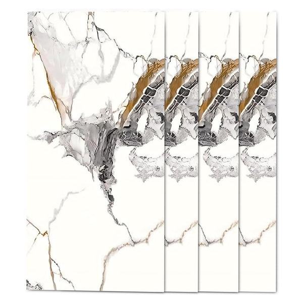 Faux Marble Wall Panels - 2 ft X 4 ft - Glossy, Waterproof Indoor Wall Cladding - White, Black, Brown Veins