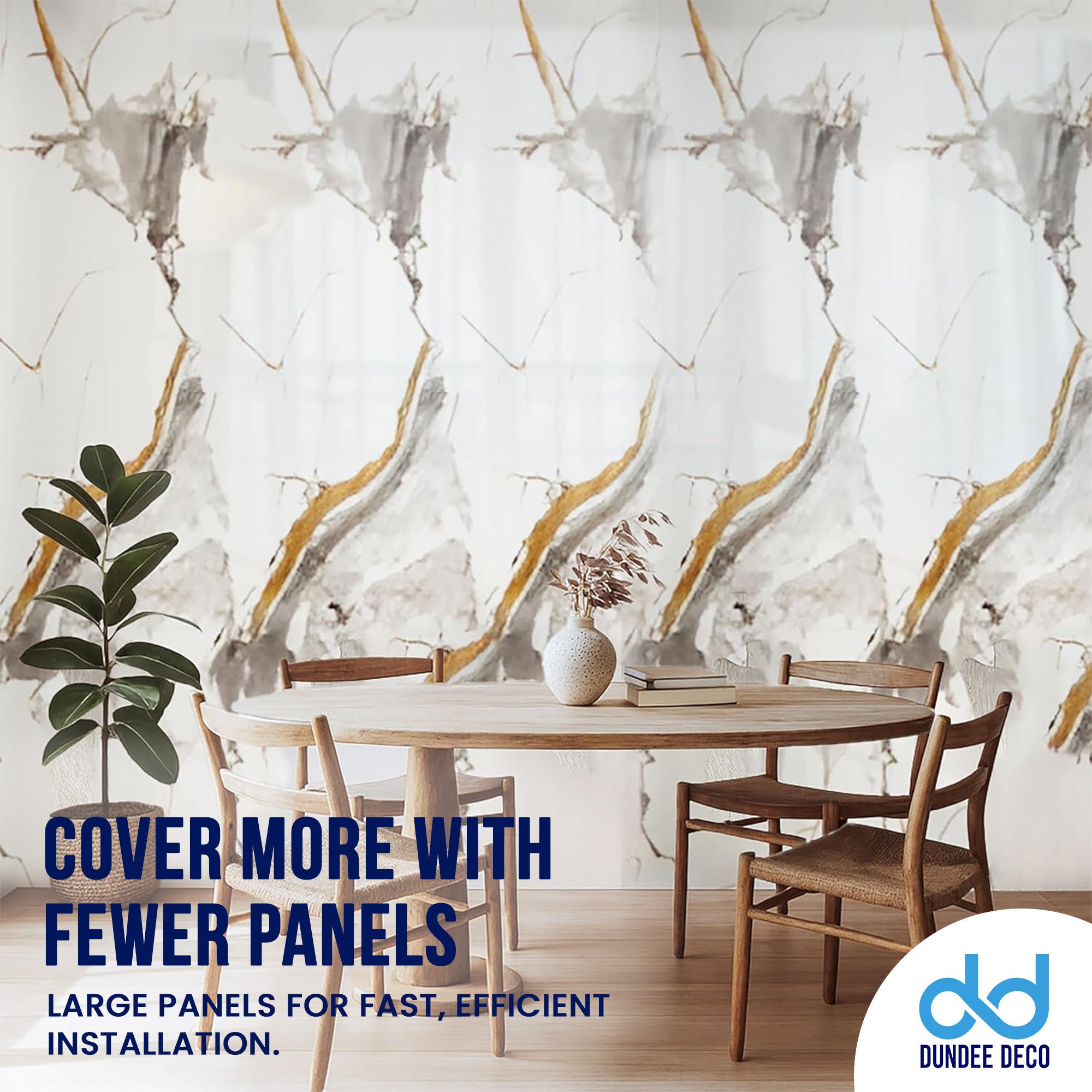 Faux Marble Wall Panels - 2 ft X 4 ft - Glossy, Waterproof Indoor Wall Cladding - White, Black, Brown Veins