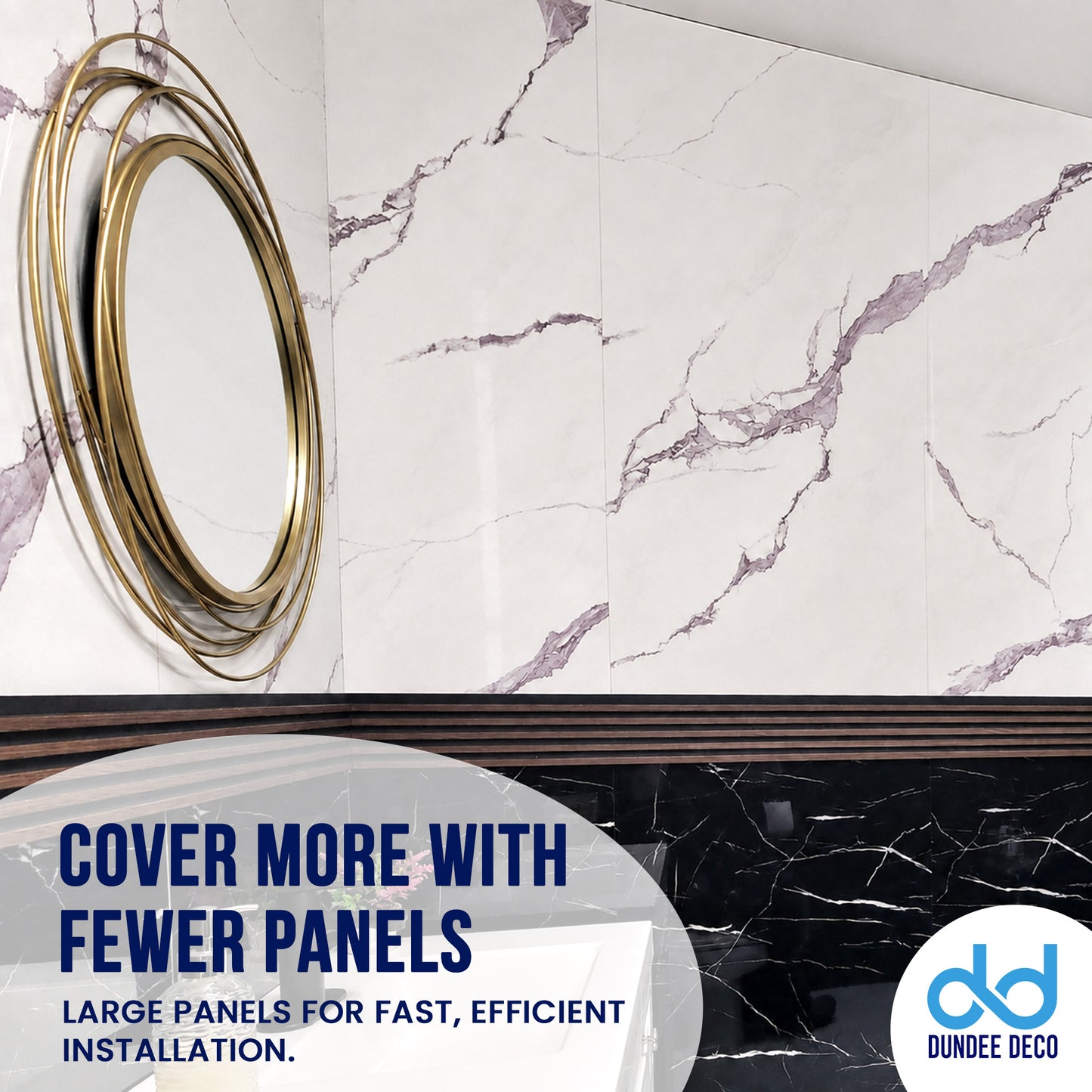 Faux Marble Wall Panels - 2 ft X 4 ft - Glossy, Waterproof Indoor Wall Cladding - White, Grey Veins