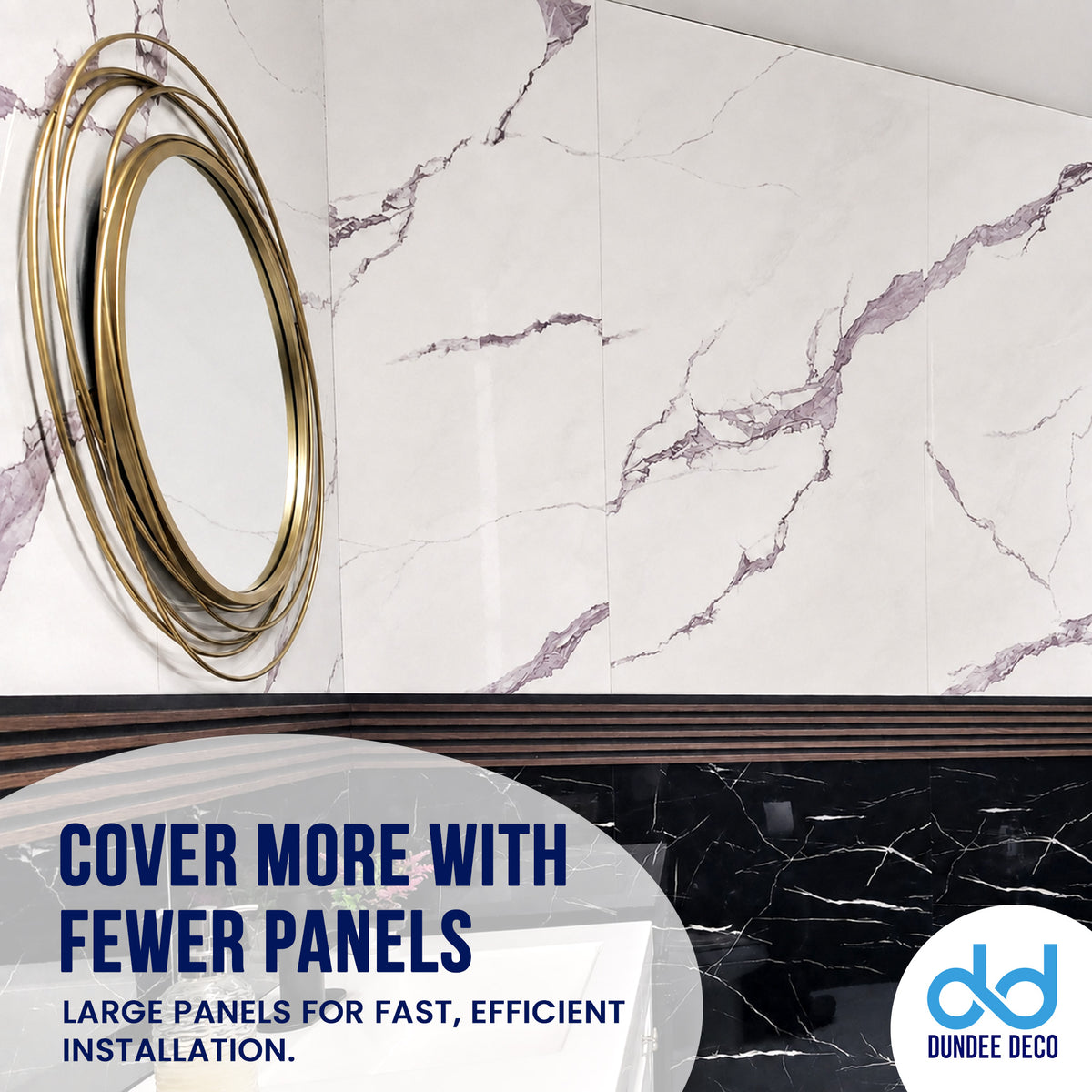 Faux Marble Wall Panels - 2 ft X 4 ft - Glossy, Waterproof Indoor Wall Cladding - White, Grey Veins