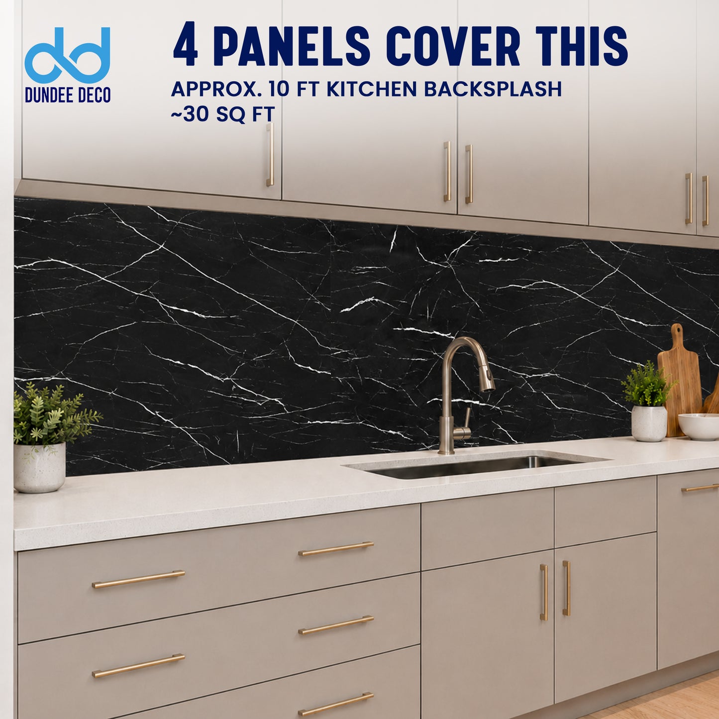 Faux Marble Wall Panels - 2 ft X 4 ft - Glossy, Waterproof Indoor Wall Cladding - Black, White Veins