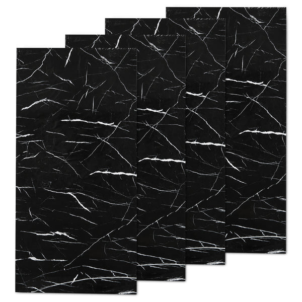 Faux Marble Wall Panels - 2 ft X 4 ft - Glossy, Waterproof Indoor Wall Cladding - Black, White Veins