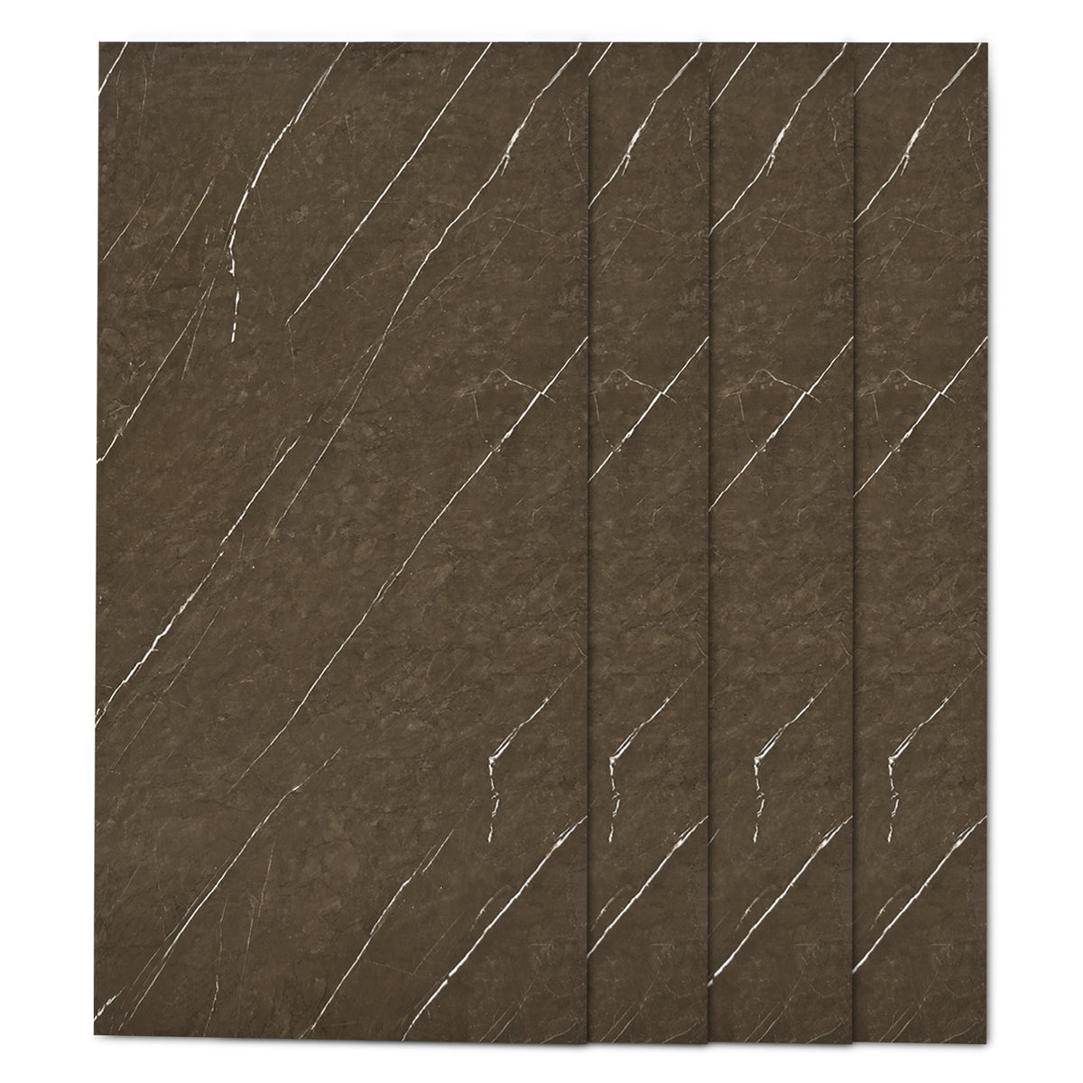 Faux Marble Wall Panels - 2 ft X 4 ft - Glossy, Waterproof Indoor Wall Cladding - Chocolate Brown, White Veins