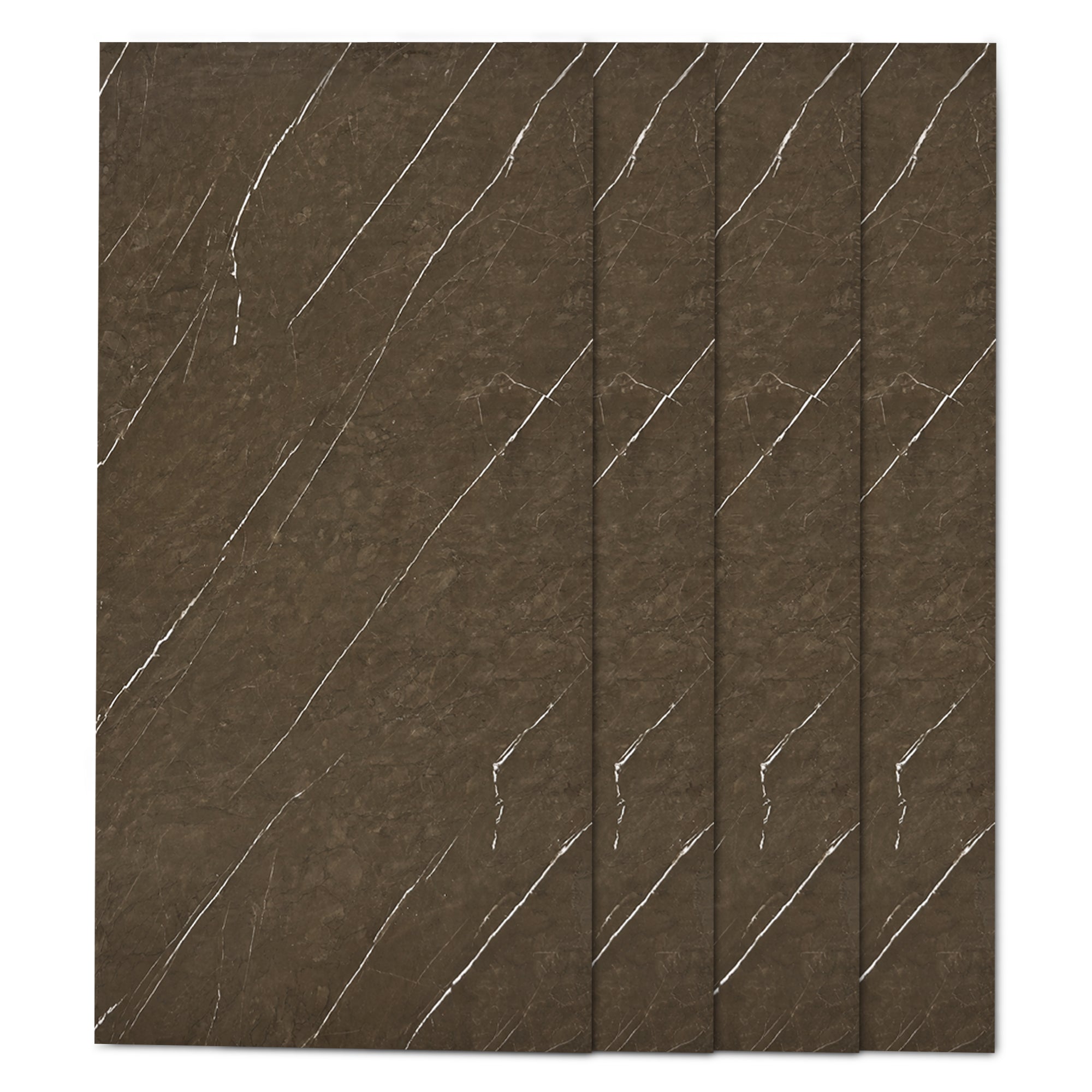 Faux Marble Wall Panels - 2 ft X 4 ft - Glossy, Waterproof Indoor Wall Cladding - Chocolate Brown, White Veins