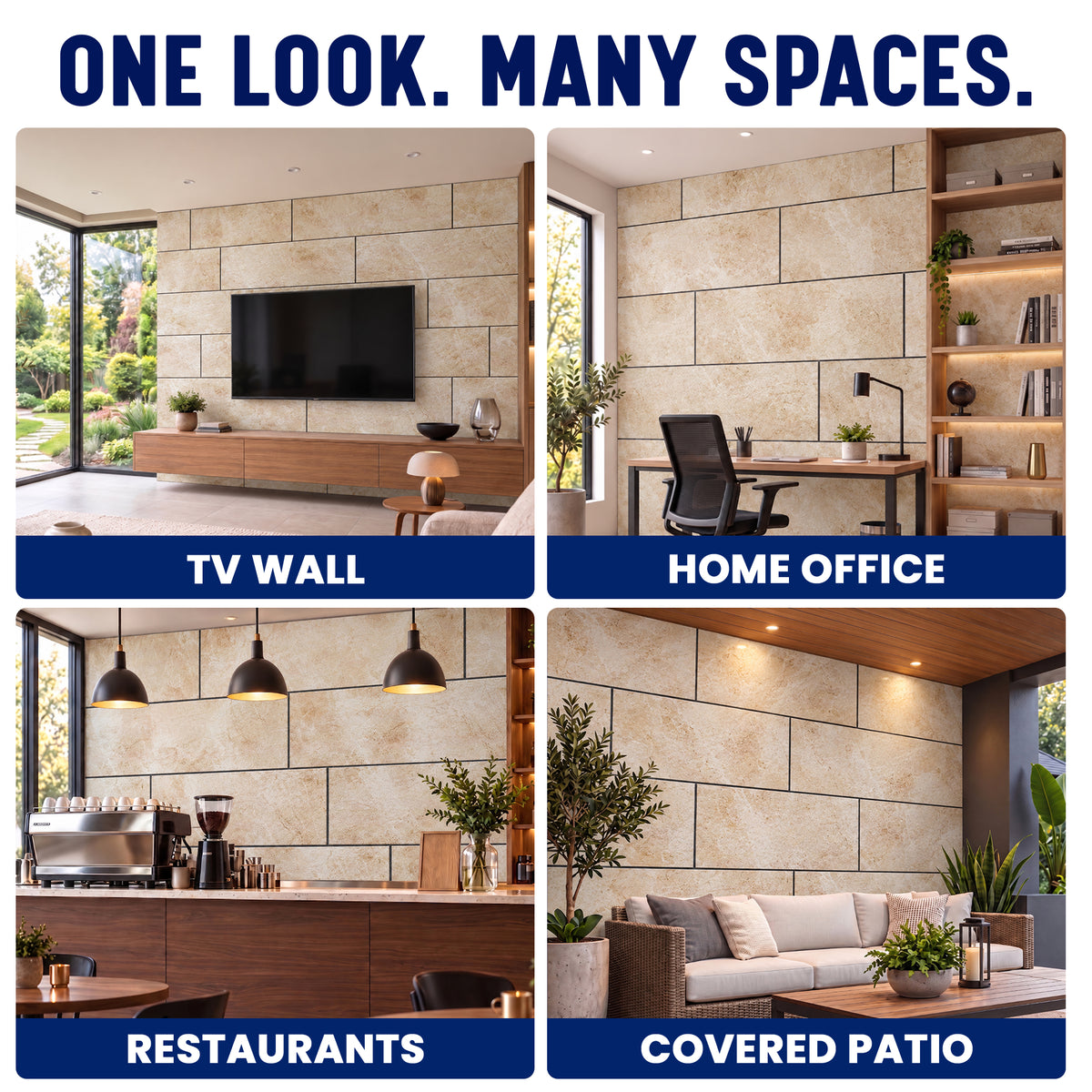 3D Faux Stone Wall Panels, White & Sepia, Styrofoam