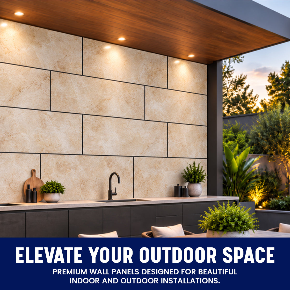 3D Faux Stone Wall Panels, White & Sepia, Styrofoam