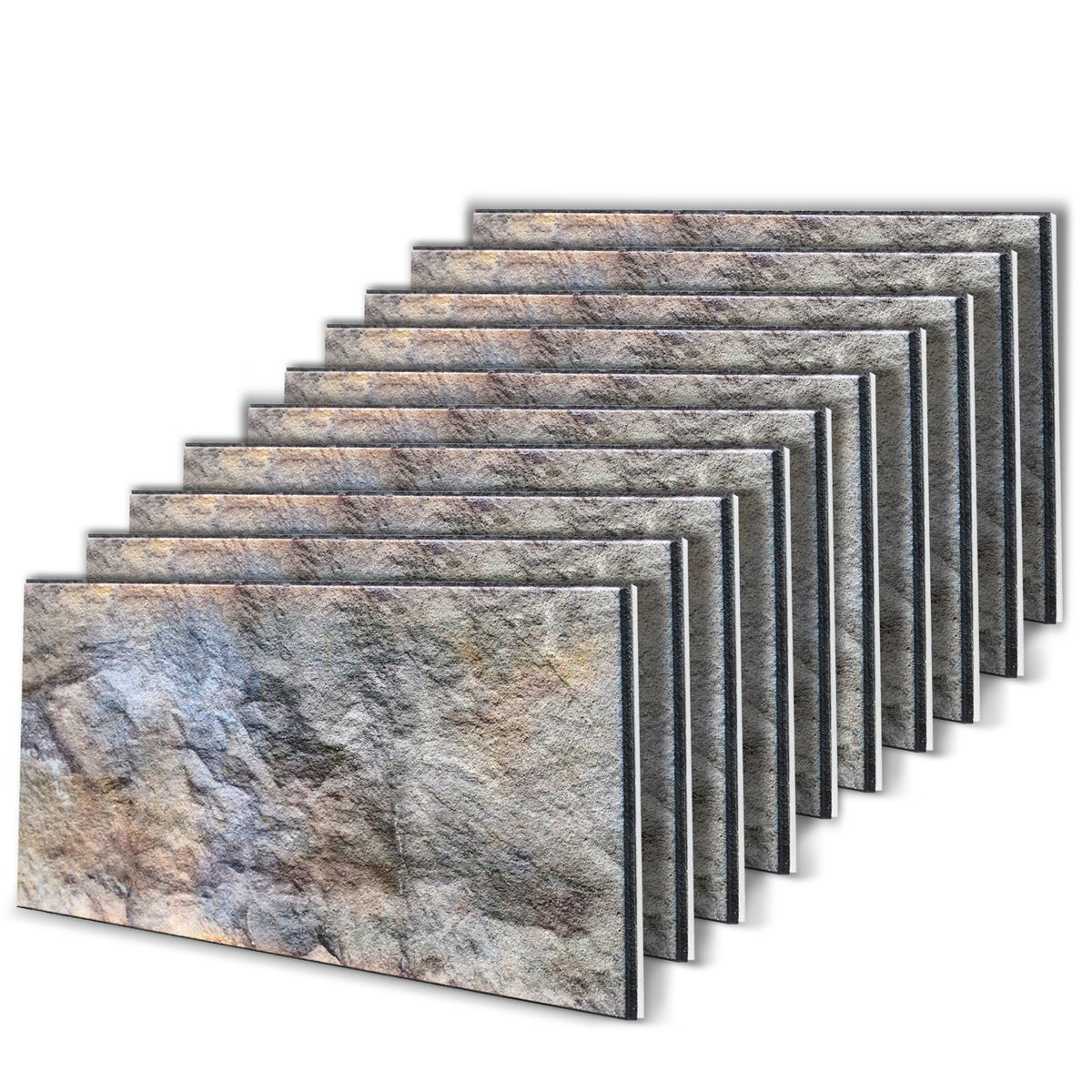 3D Faux Stone Wall Panels, Blue & Brown, Styrofoam