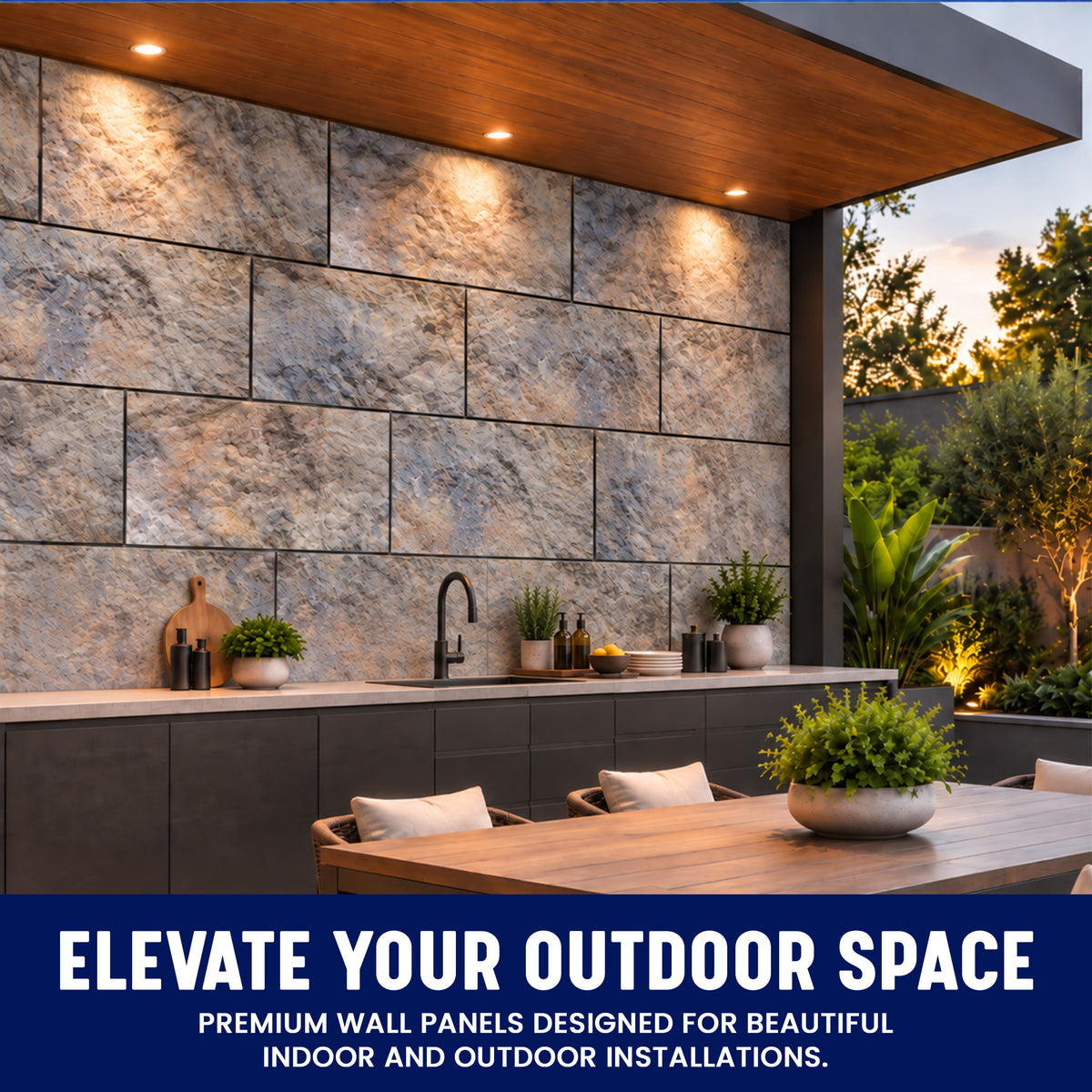 3D Faux Stone Wall Panels, Blue & Brown, Styrofoam