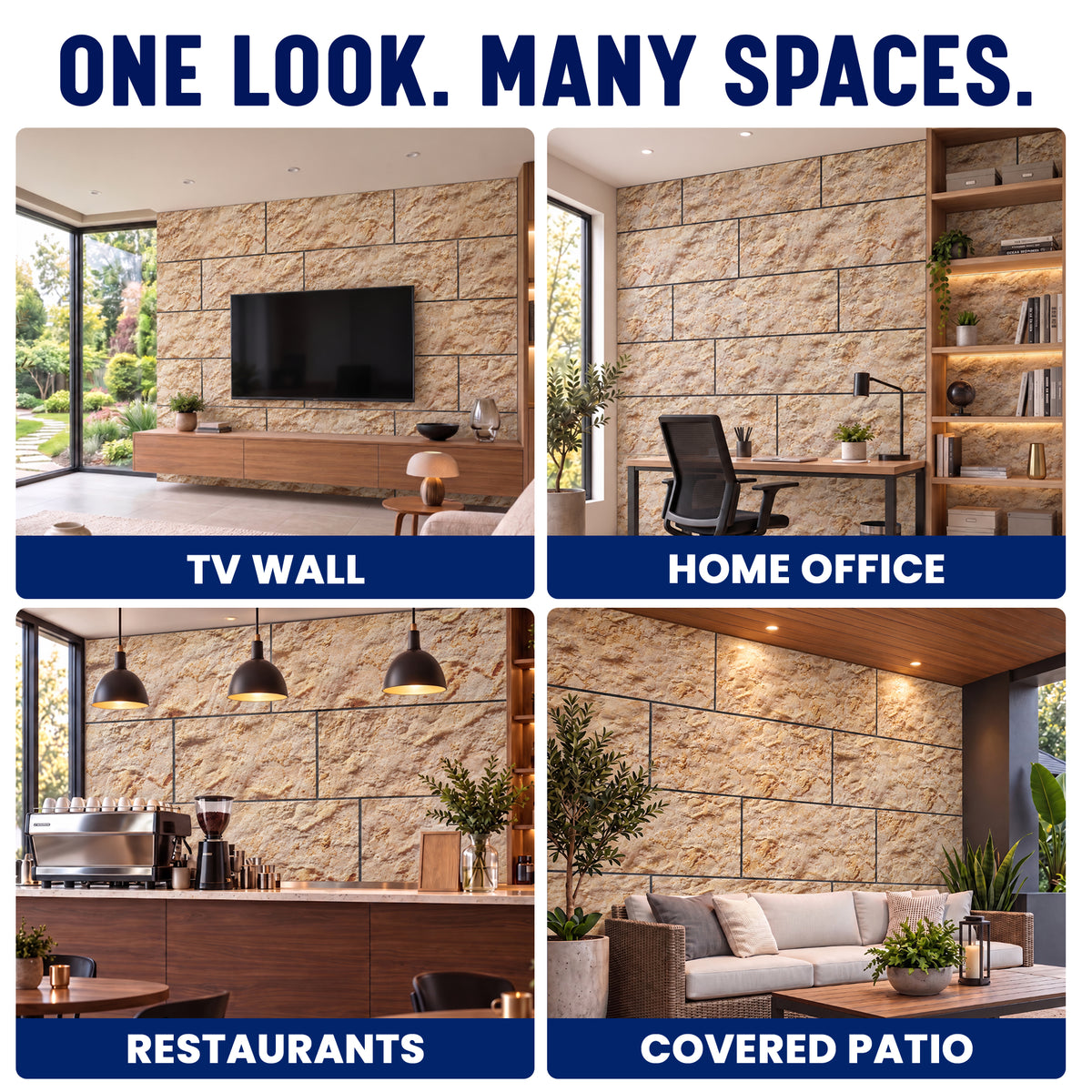 3D Faux Stone Wall Panels, Beige & Brown, Styrofoam