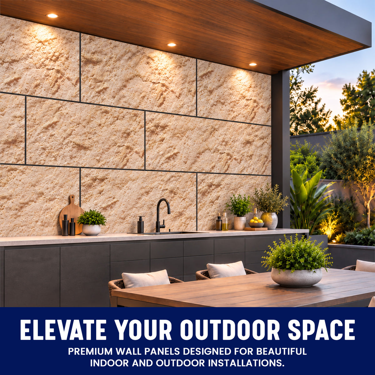 3D Faux Stone Wall Panels, Beige & Brown, Styrofoam