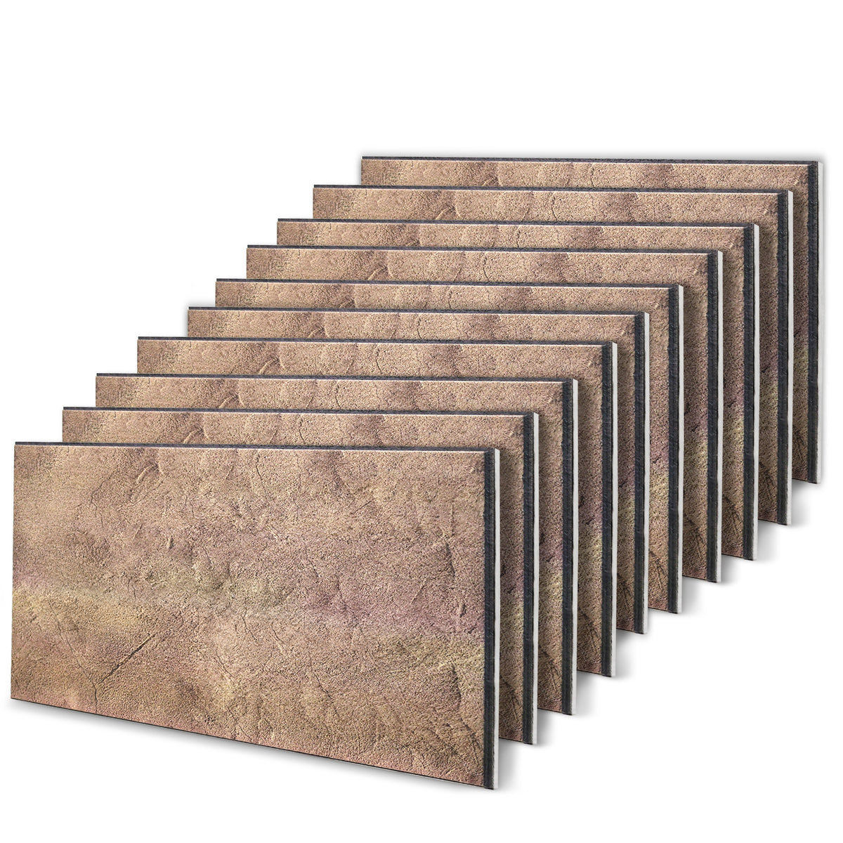 3D Faux Stone Wall Panels, Brown & Mauve, Styrofoam