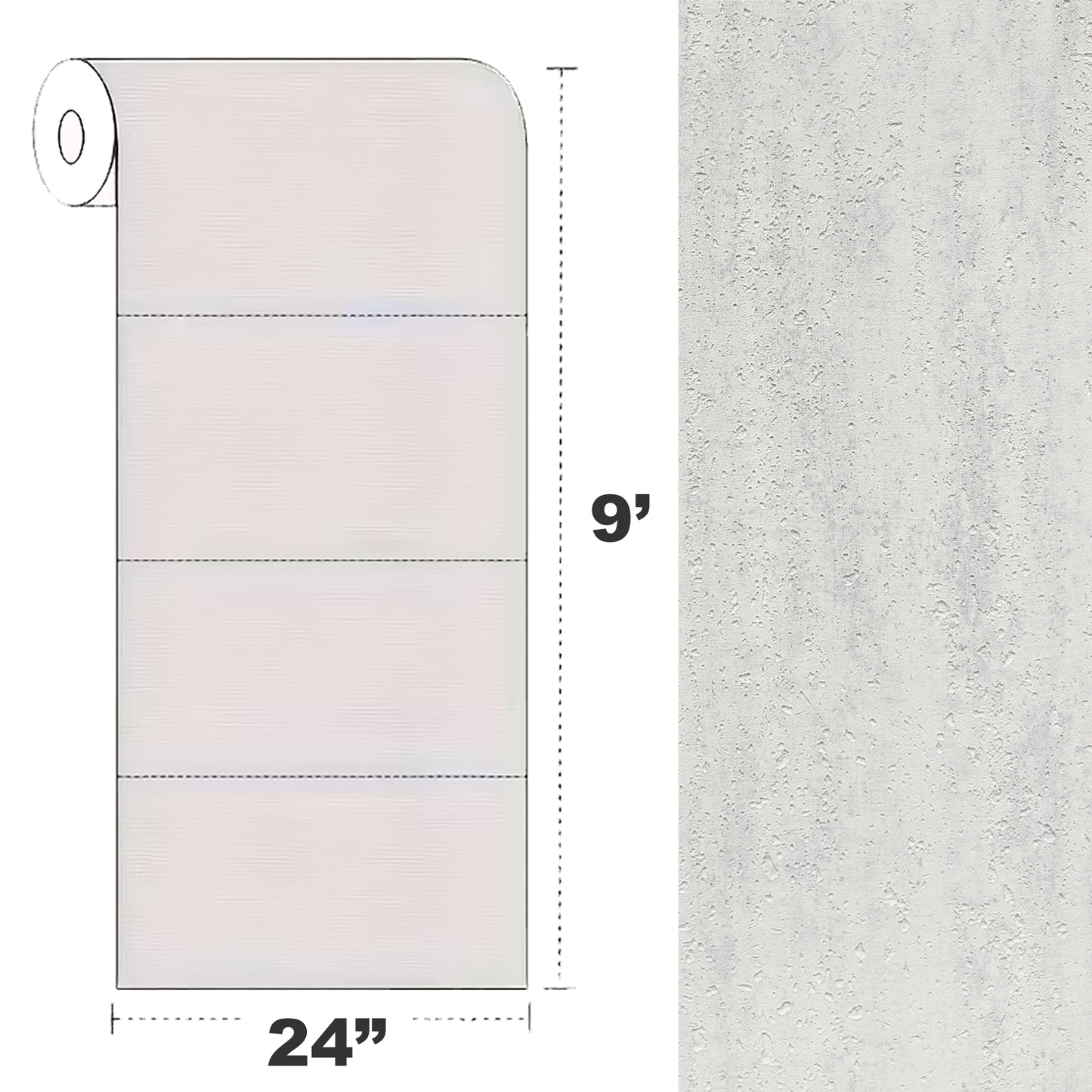 Peel & Stick Stone Textured Wallpaper Roll - Soft Stone Finish, Foam Decorative Wall Finishing - Light Grey