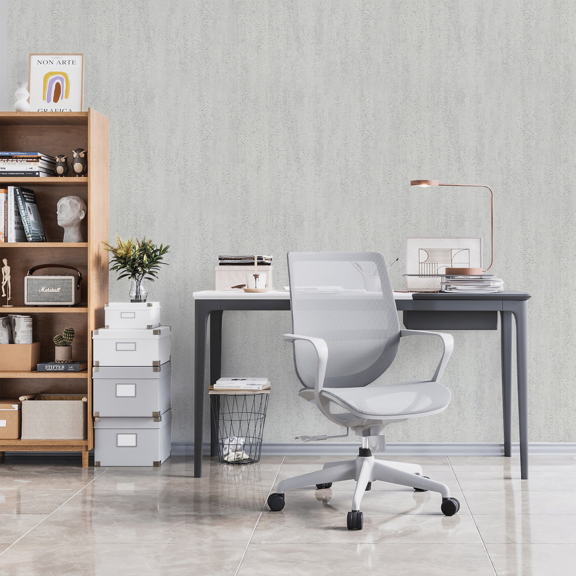 Peel & Stick Stone Textured Wallpaper Roll - Soft Stone Finish, Foam Decorative Wall Finishing - Light Grey