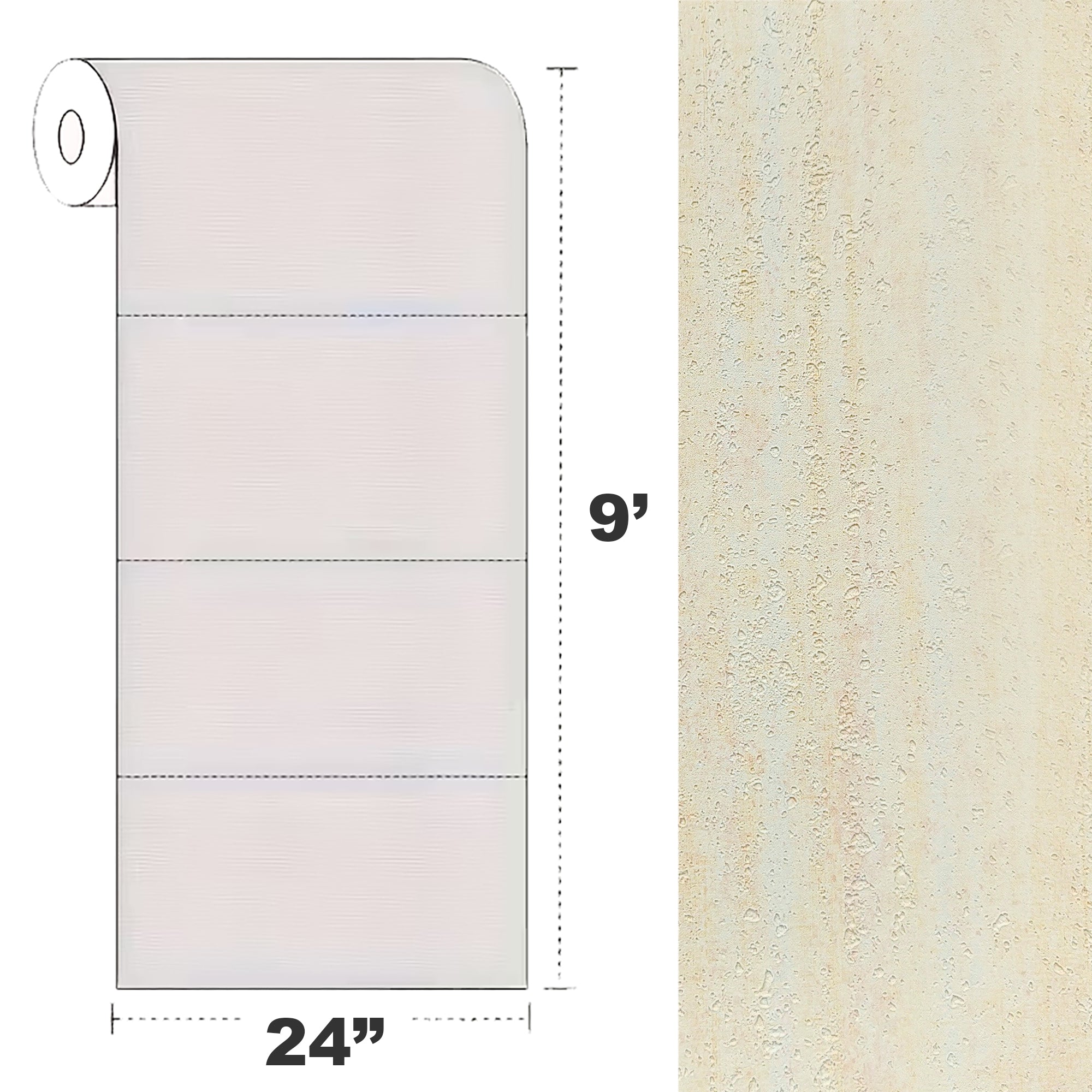 Peel & Stick Stone Textured Wallpaper Roll - Soft Stone Finish, Foam Decorative Wall Finishing - Warm Beige