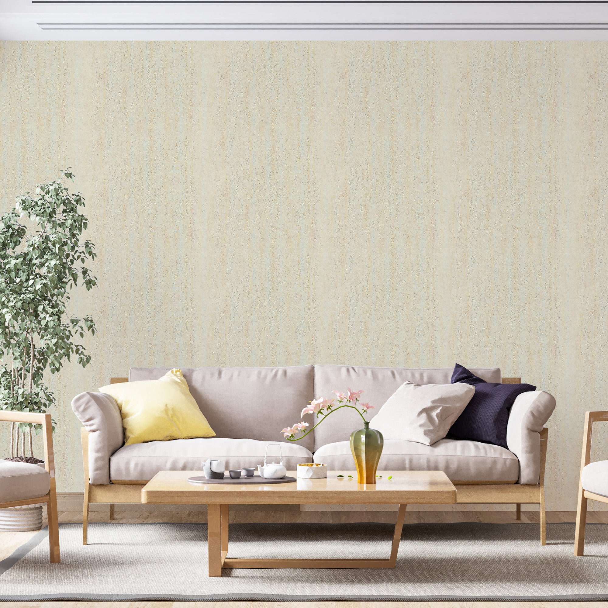 Peel & Stick Stone Textured Wallpaper Roll - Soft Stone Finish, Foam Decorative Wall Finishing - Warm Beige