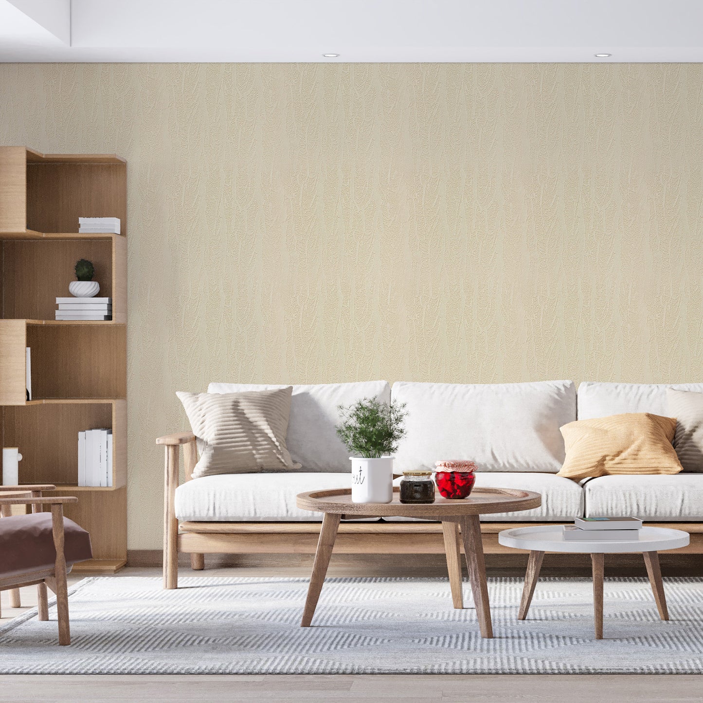 Peel & Stick Stone Textured Wallpaper Roll - Soft Stone Finish, Foam Decorative Wall Finishing - Tan