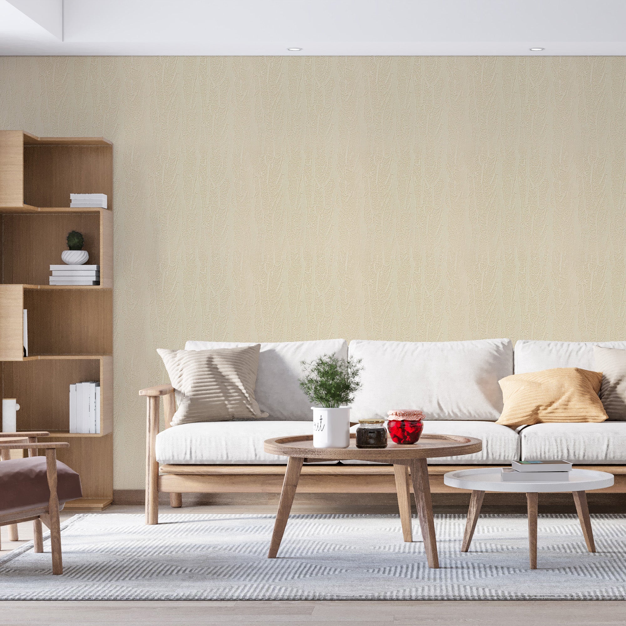 Peel & Stick Stone Textured Wallpaper Roll - Soft Stone Finish, Foam Decorative Wall Finishing - Tan