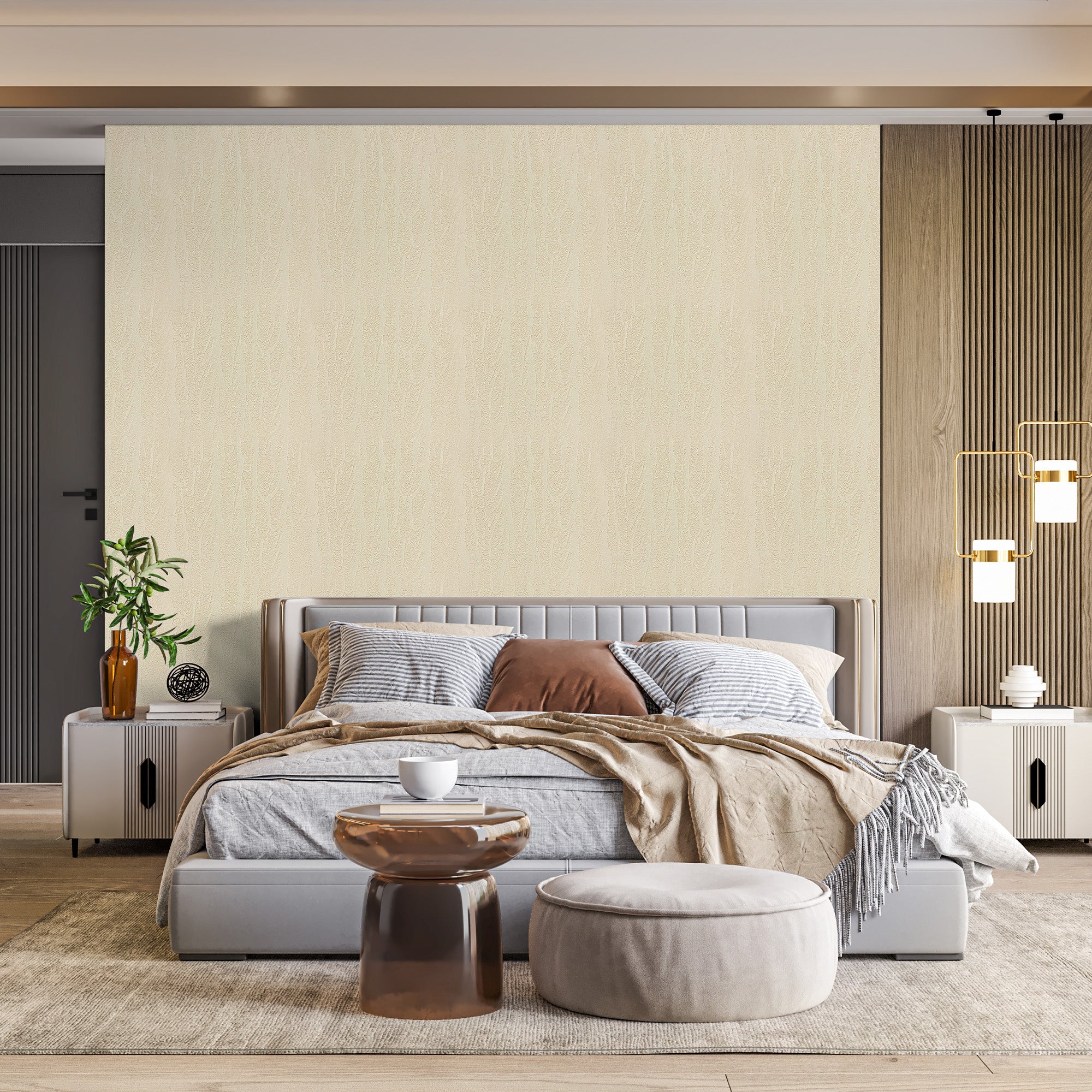 Peel & Stick Stone Textured Wallpaper Roll - Soft Stone Finish, Foam Decorative Wall Finishing - Tan