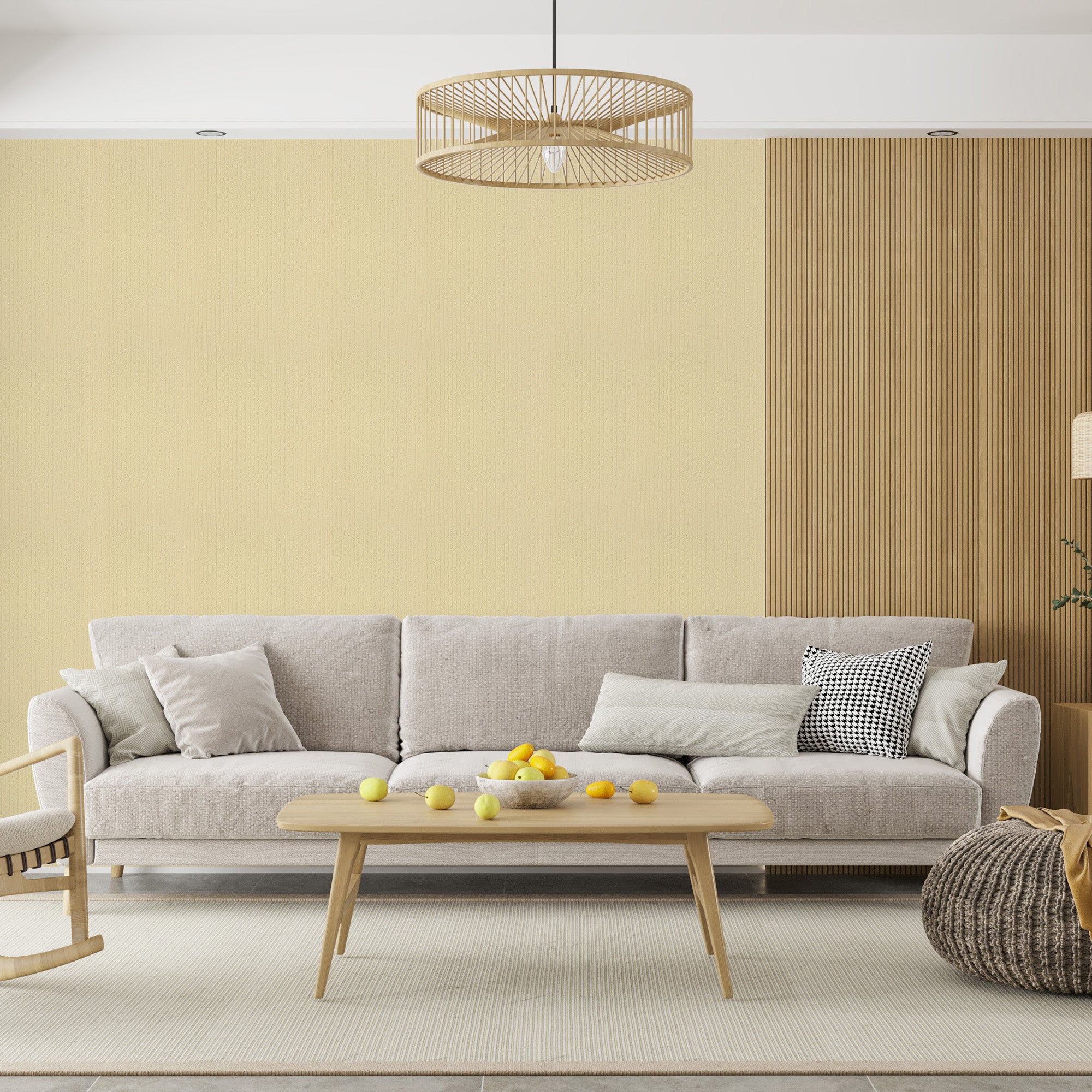 Peel & Stick Stone Textured Wallpaper Roll - Soft Stone Finish, Foam Decorative Wall Finishing - Yellow Beige