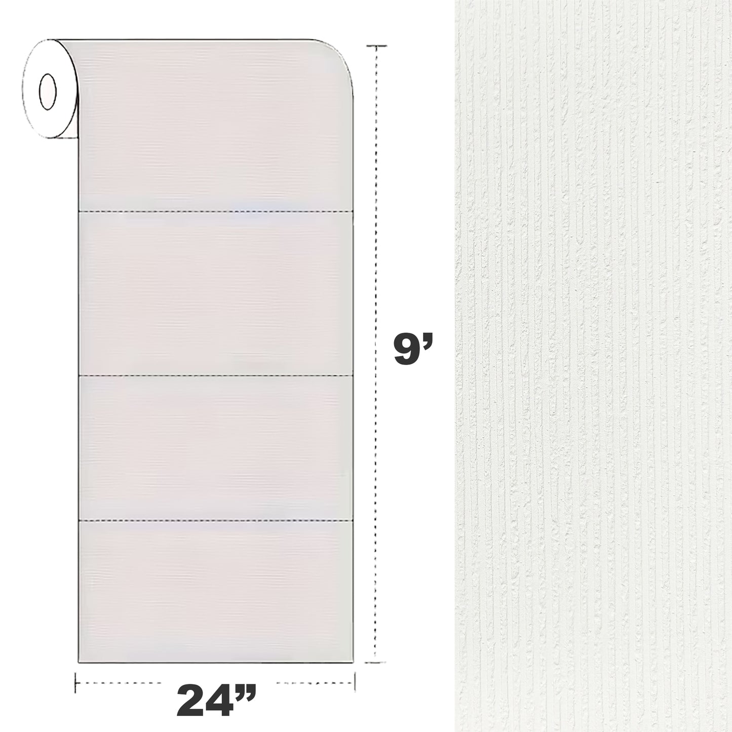 Peel & Stick Stone Textured Wallpaper Roll - Soft Stone Finish, Foam Decorative Wall Finishing - White