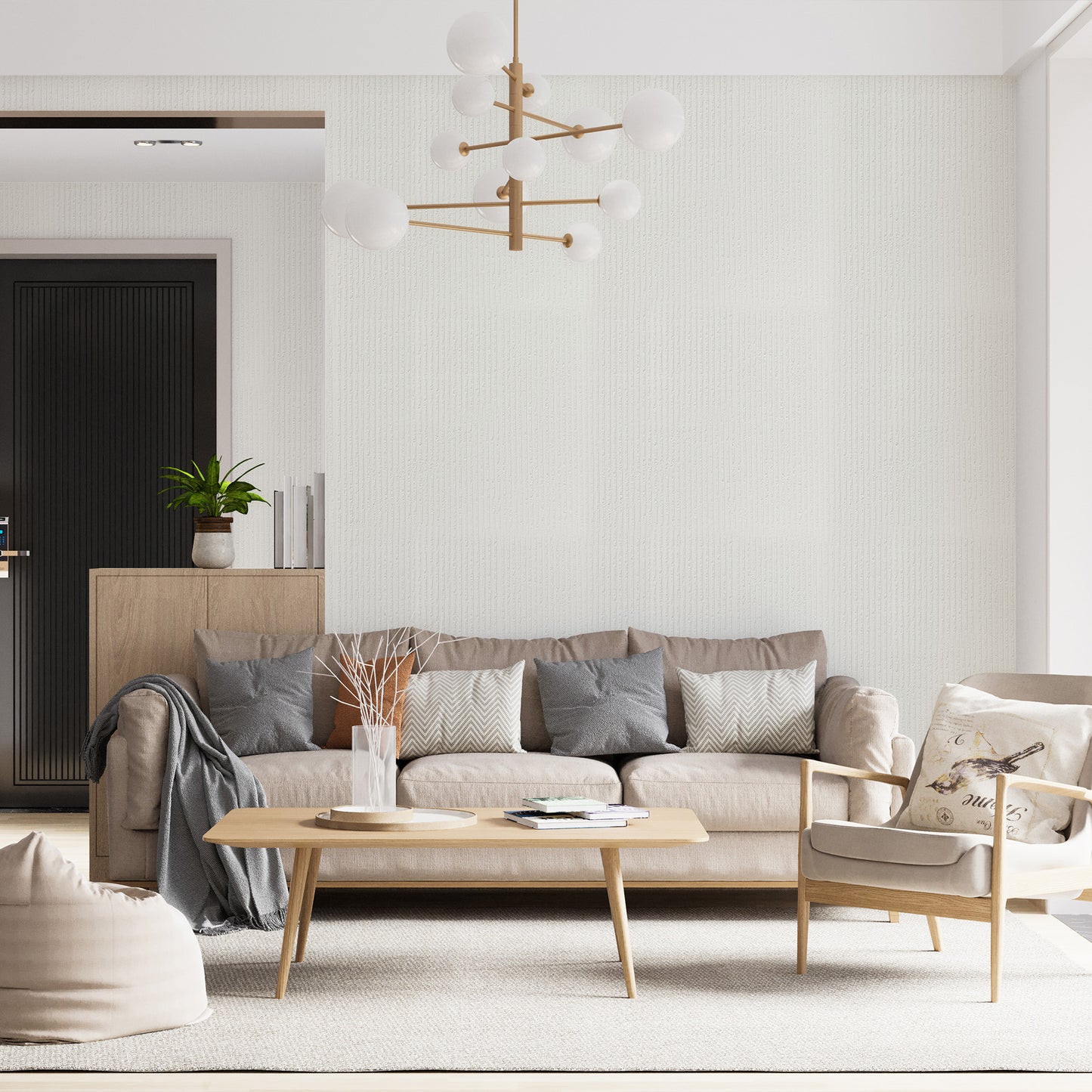 Peel & Stick Stone Textured Wallpaper Roll - Soft Stone Finish, Foam Decorative Wall Finishing - White