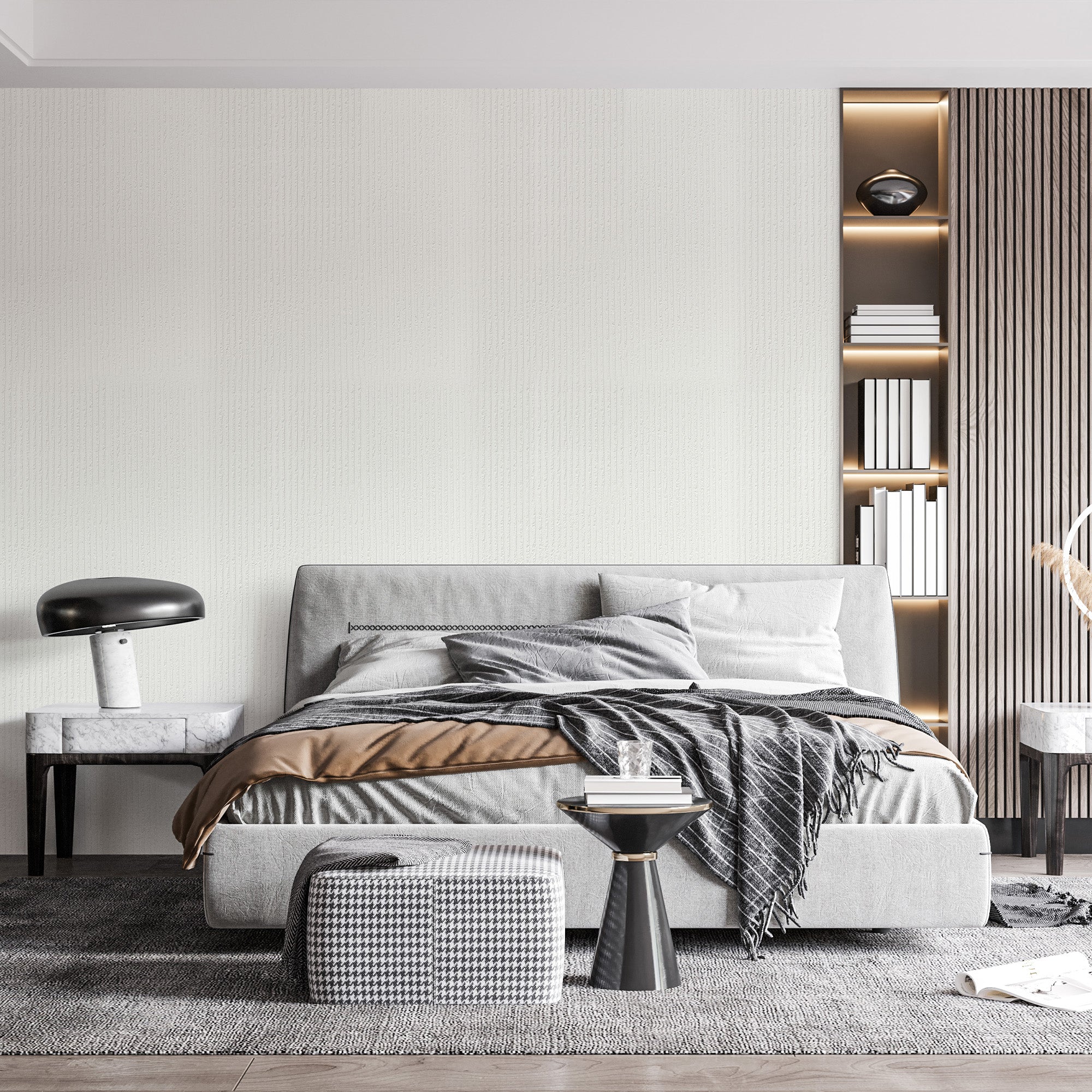 Peel & Stick Stone Textured Wallpaper Roll - Soft Stone Finish, Foam Decorative Wall Finishing - White