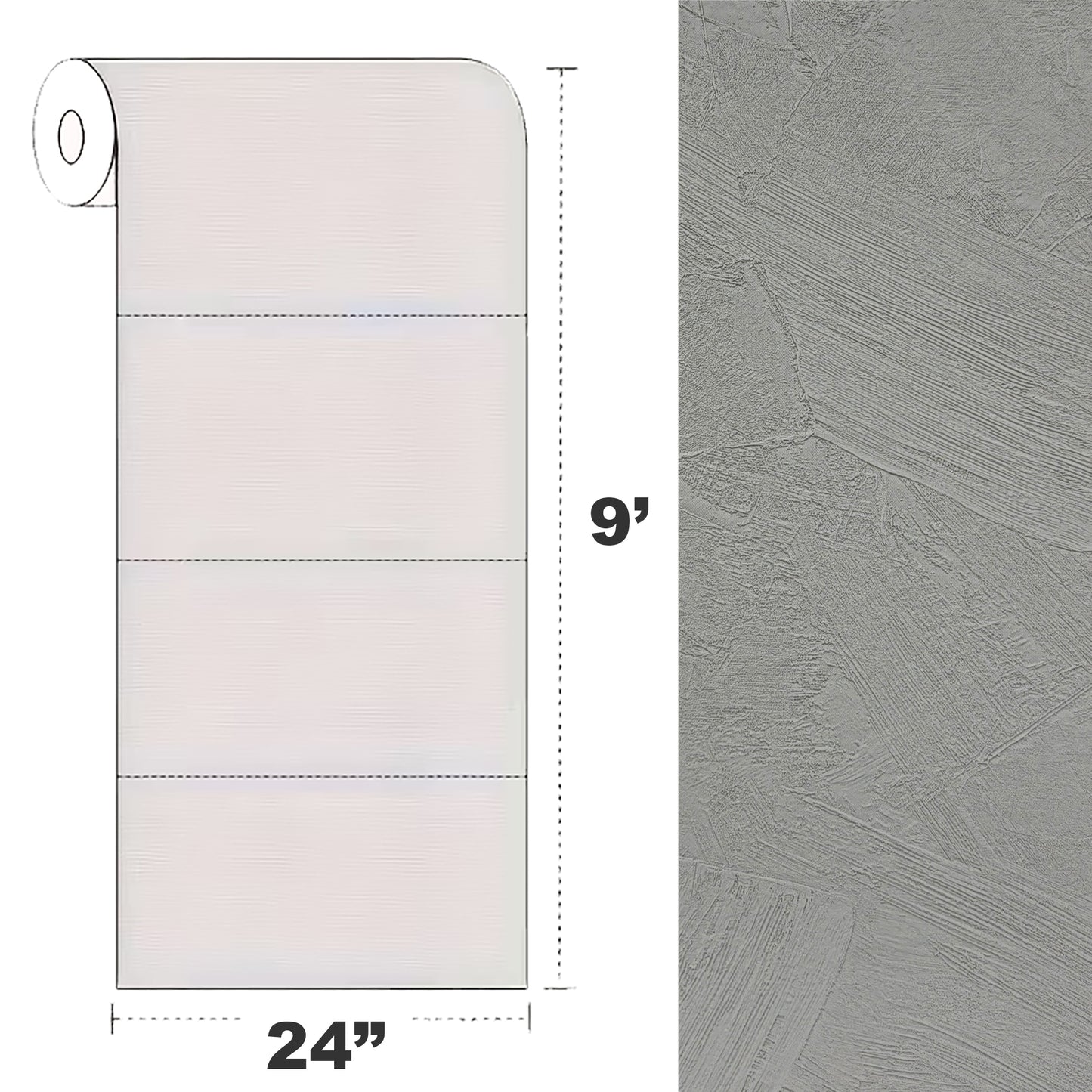 Peel & Stick Stone Textured Wallpaper Roll - Soft Stone Finish, Foam Decorative Wall Finishing - Charcoal Grey