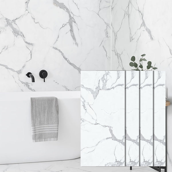 Faux Marble Panels - 2 ft X 4 ft - Matte, Waterproof DIY Decorative Panels for Walls and Floors - Off-White, Grey, Tan Veins