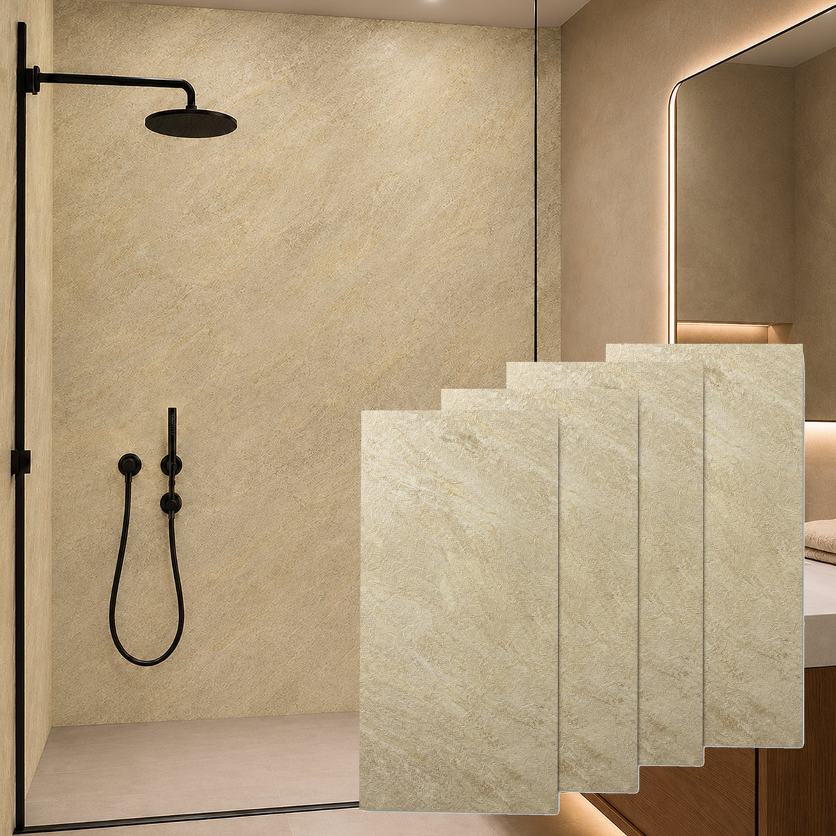 Faux Stone Wall Panels - 2 ft X 4 ft - Waterproof, Matte Textured, DIY Friendly Indoor Wall Cladding  - Tan, Brown