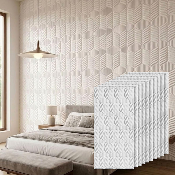 3D Peel and Stick Wall Panels - Soft-Touch Matte Finish, 1.6 ft X 3.4 ft - White