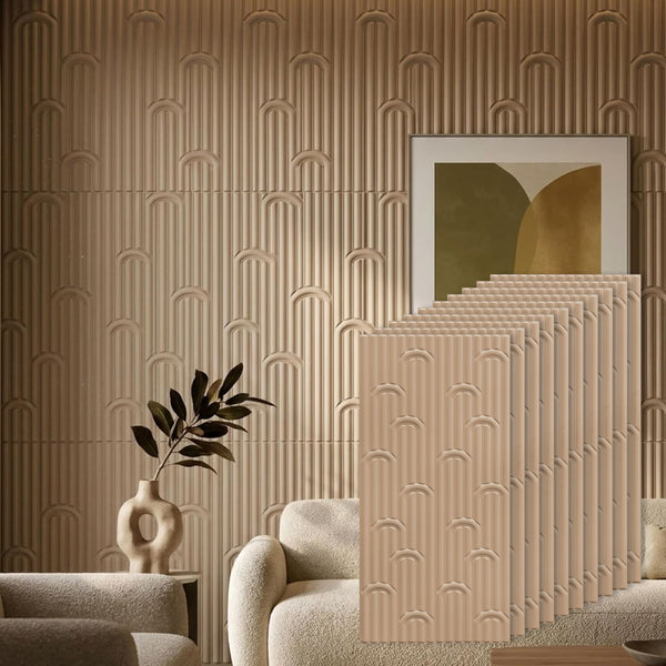 3D Peel and Stick Wall Panels - Soft-Touch Matte Finish, 1.6 ft X 3.4 ft - Moccasin