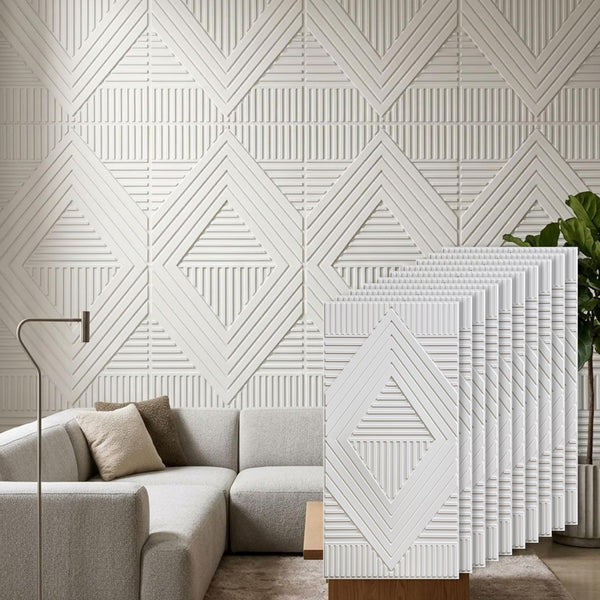 3D Peel and Stick Wall Panels - Soft-Touch Matte Finish, 1.6 ft X 3.4 ft - White