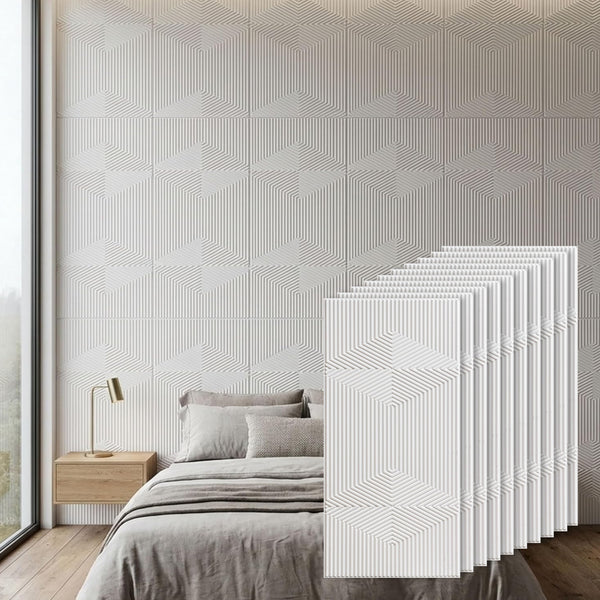 3D Peel and Stick Wall Panels - Soft-Touch Matte Finish, 1.6 ft X 3.4 ft - White