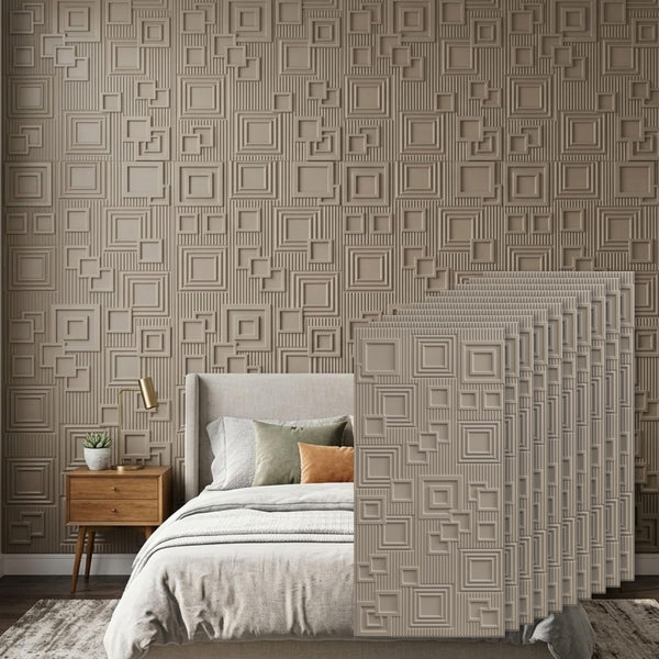 3D Peel and Stick Wall Panels - Soft-Touch Matte Finish, 1.6 ft X 3.4 ft - Alpaca Grey