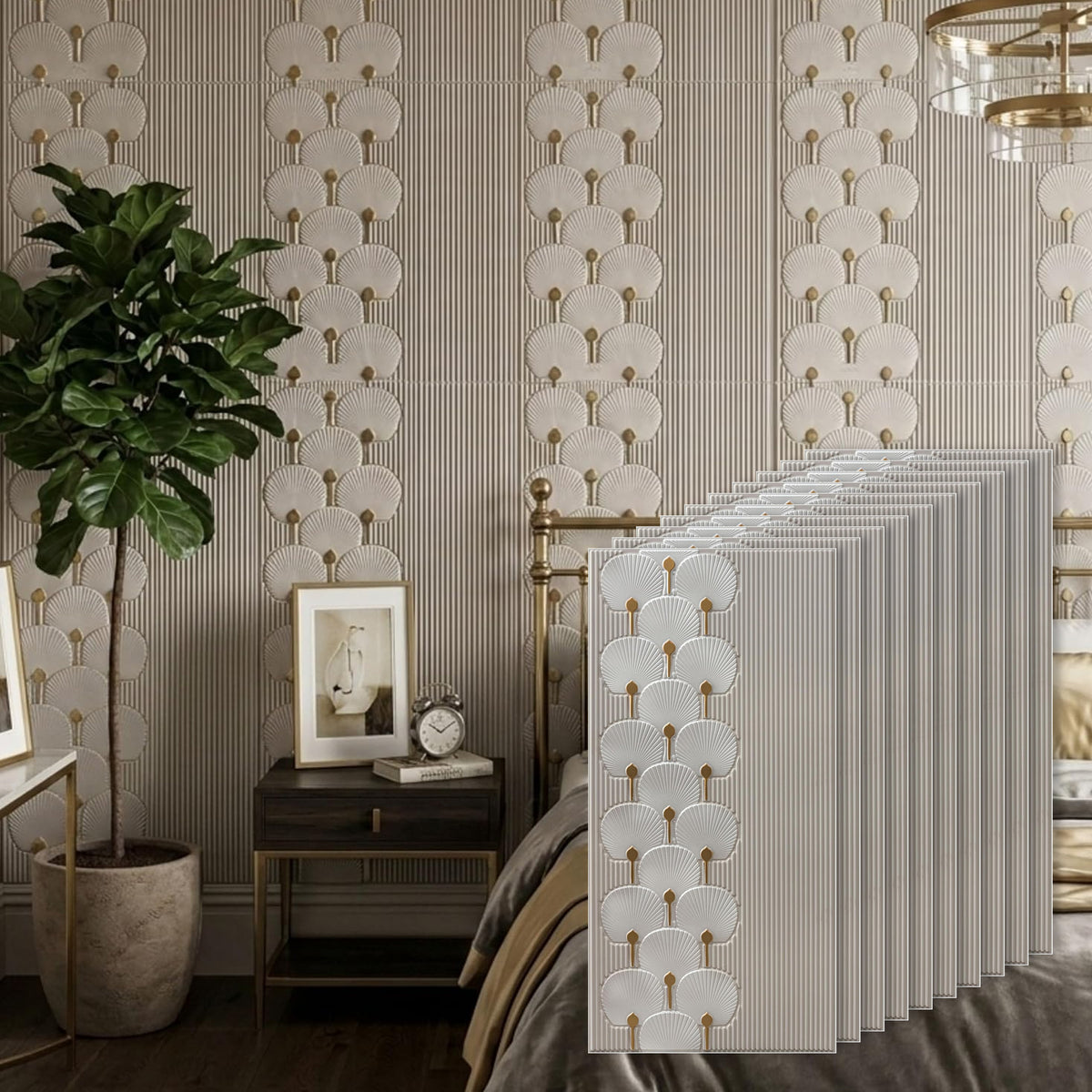 3D Peel and Stick Wall Panels - Soft-Touch Matte Finish, 1.6 ft X 3.4 ft - Royal Silver