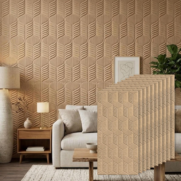 3D Peel and Stick Wall Panels - Soft-Touch Matte Finish, 1.6 ft X 3.4 ft - Moccasin